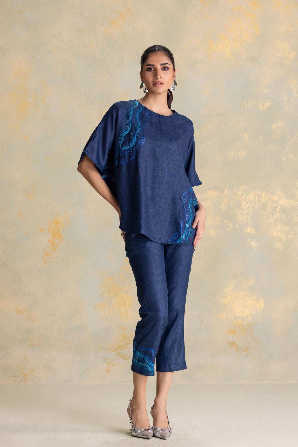 Peacock Veil Navy Top