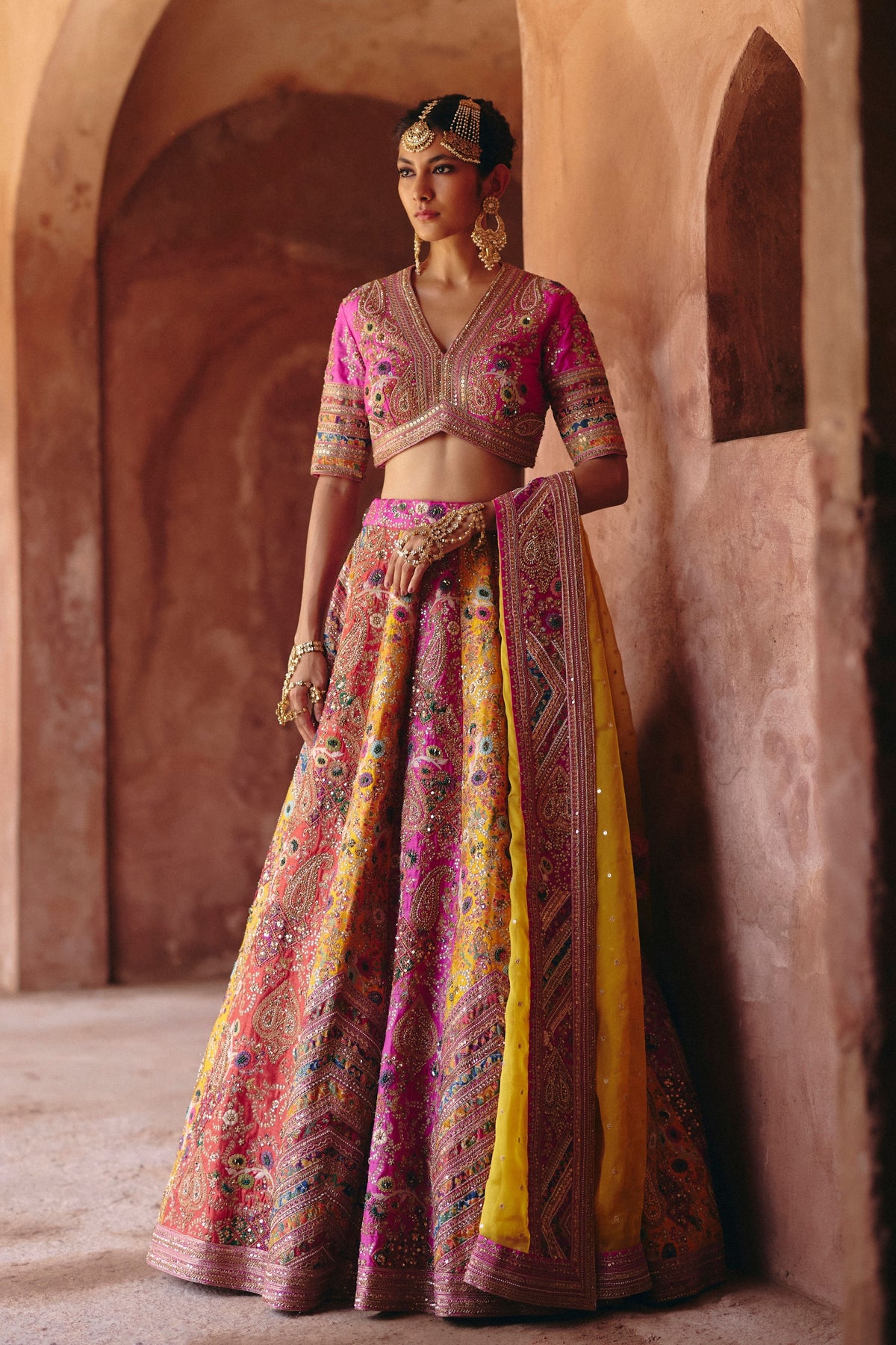 Gulrez 18 Kali Chevron Lehenga Set
