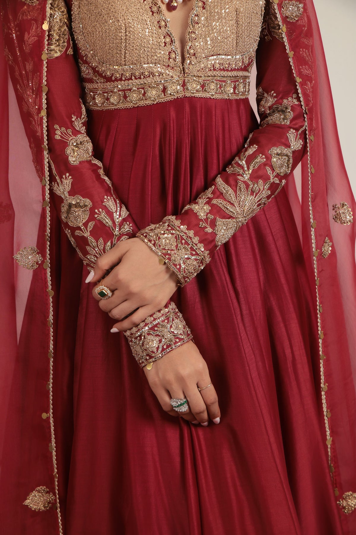 Maroon Heavy Yoke Kalidar Set