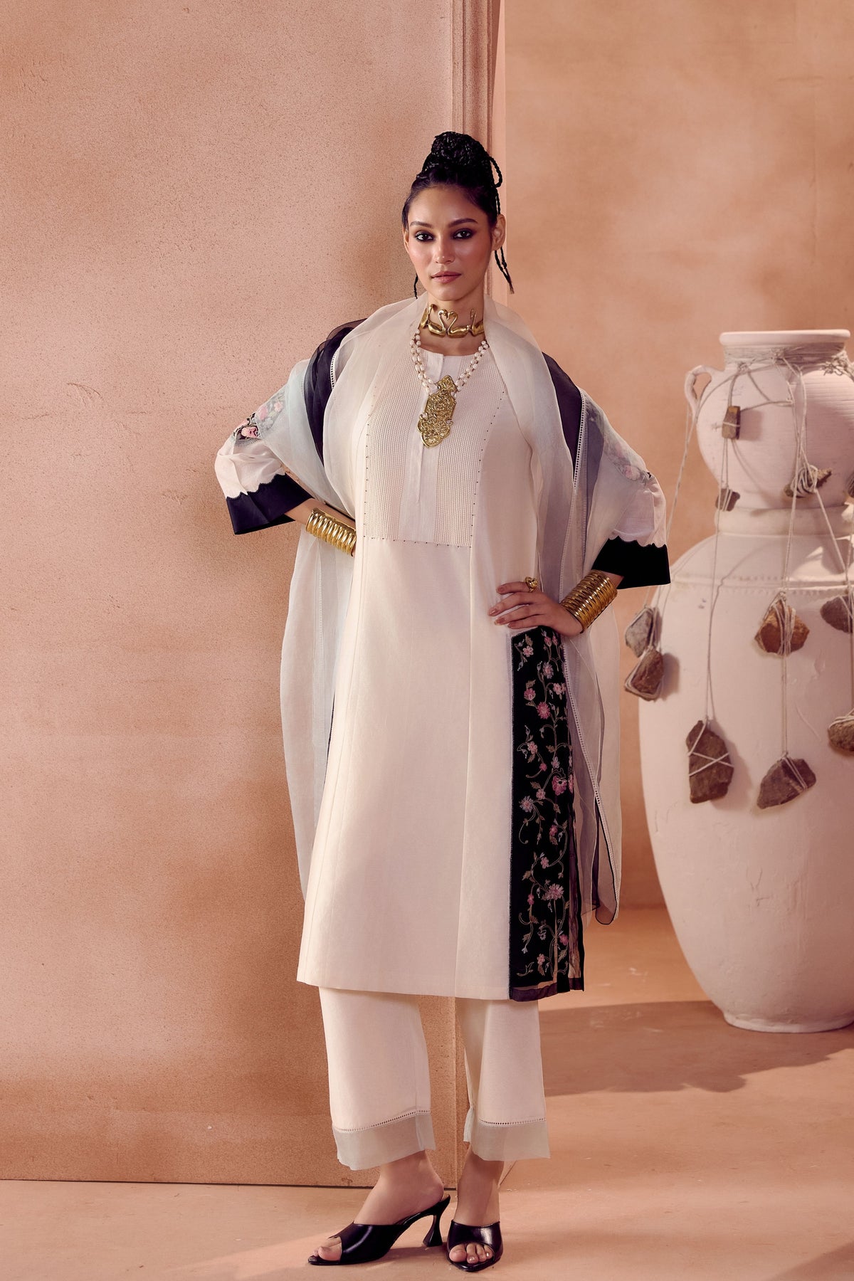Ivory Black Kurta Set