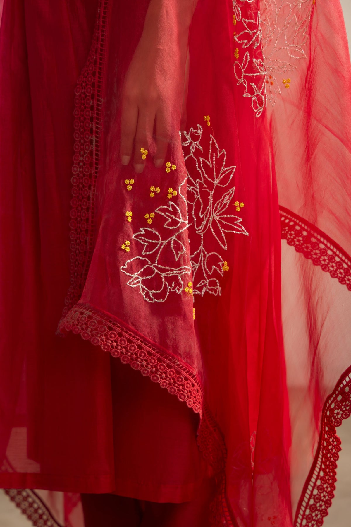 Red Wildflower Kurta Set