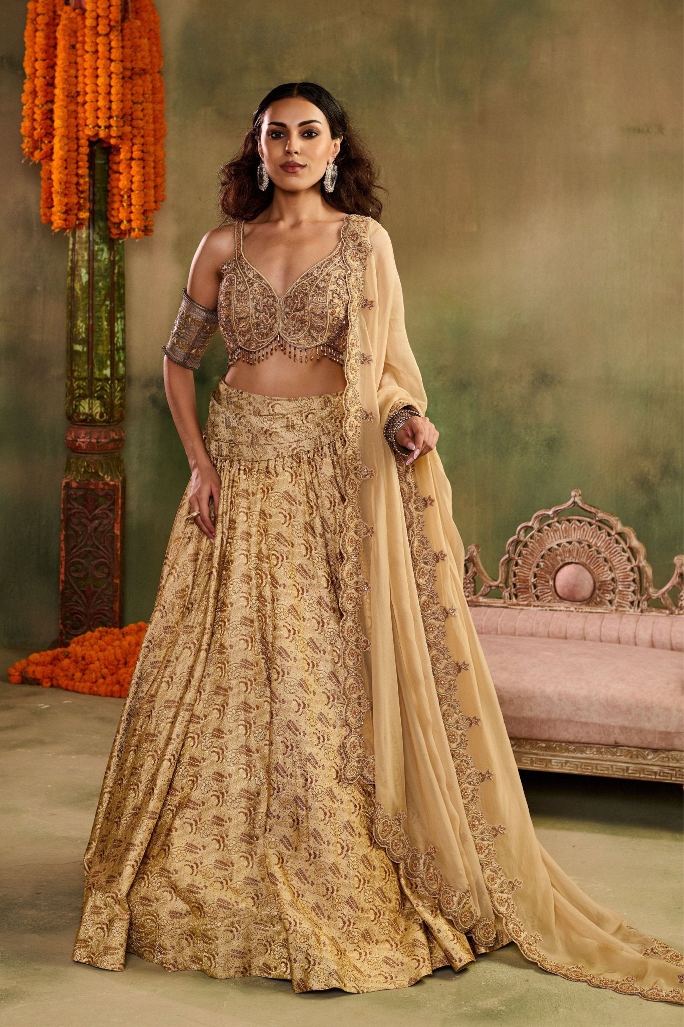 Tassel Tara Beige Lehenga Set - Reeti Arneja - Elahe