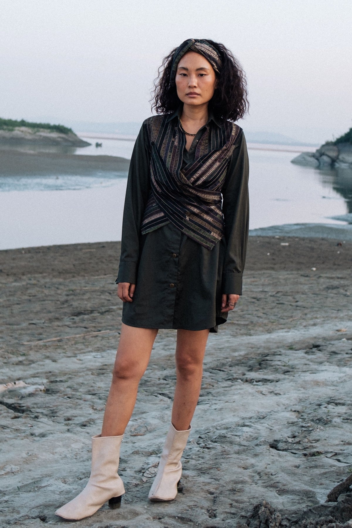 Upcycled Seattle Green Wrap Dress