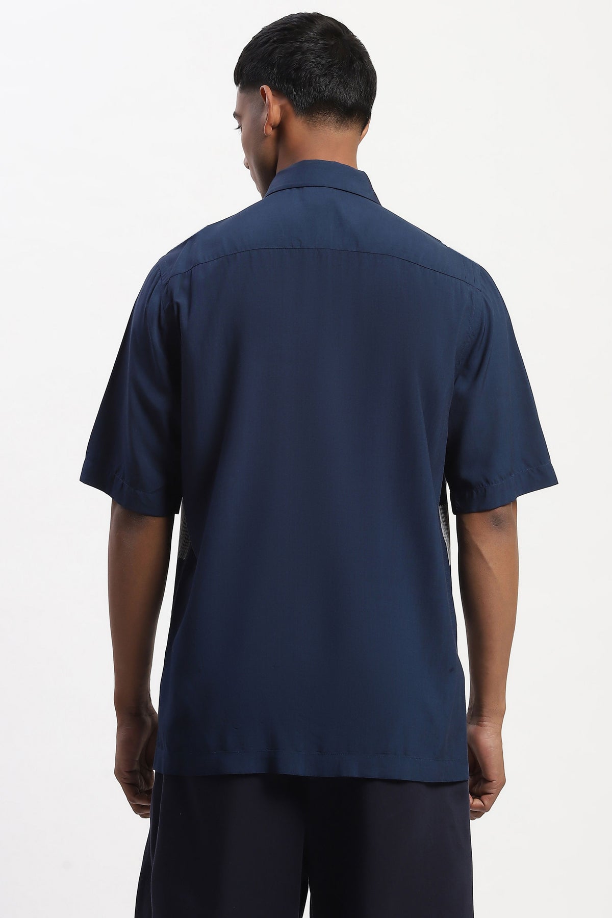 Navy Crewel Embroidered Shirt