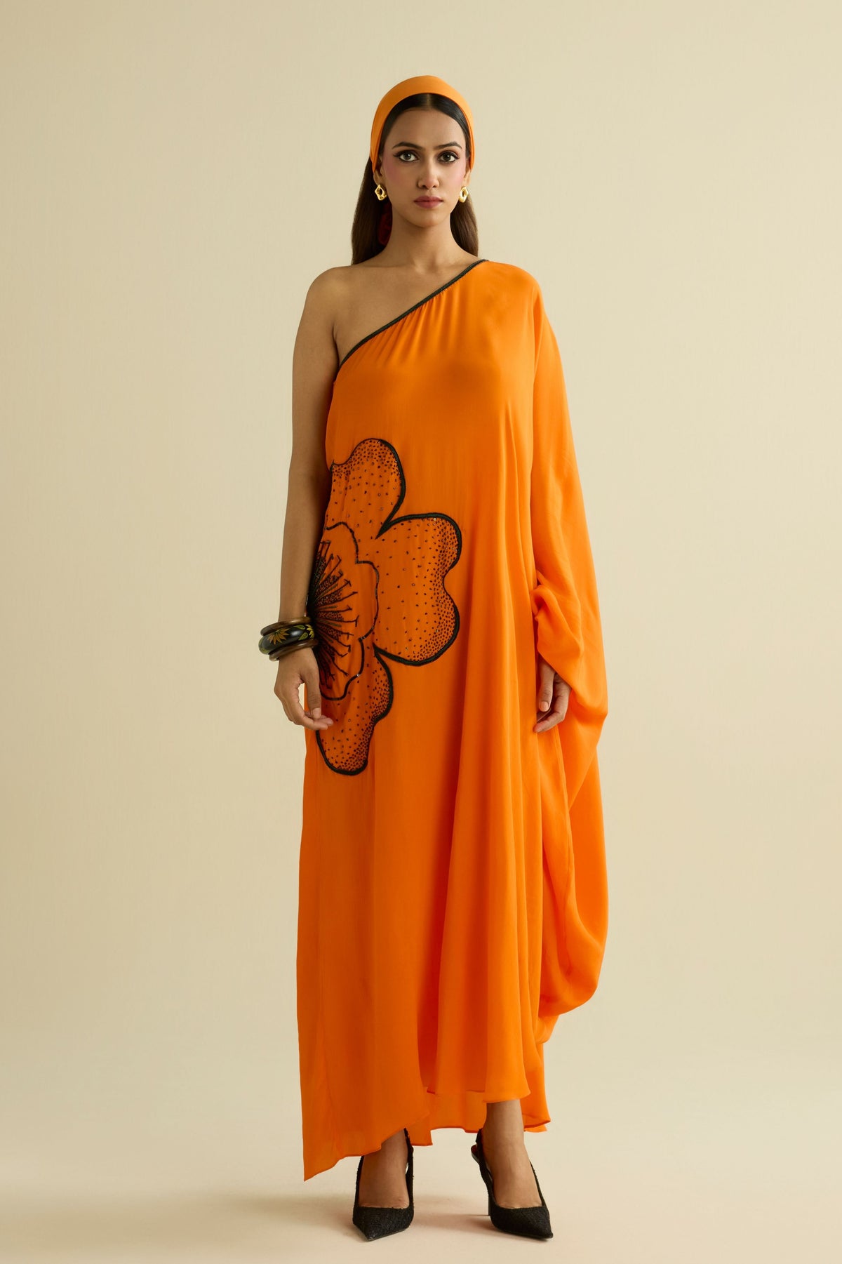 Orange Embroidered Kaftan