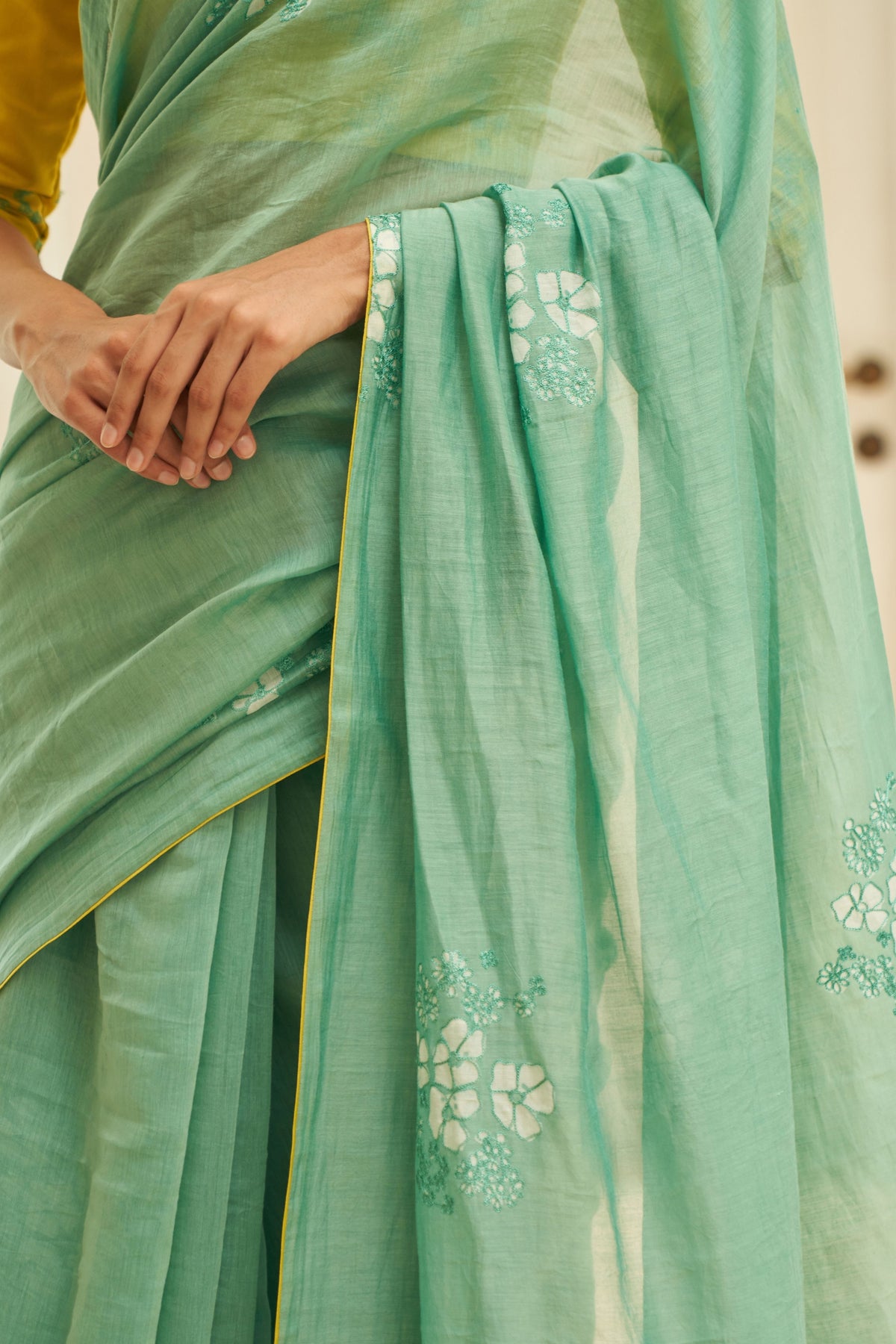 Mint Floral Saree