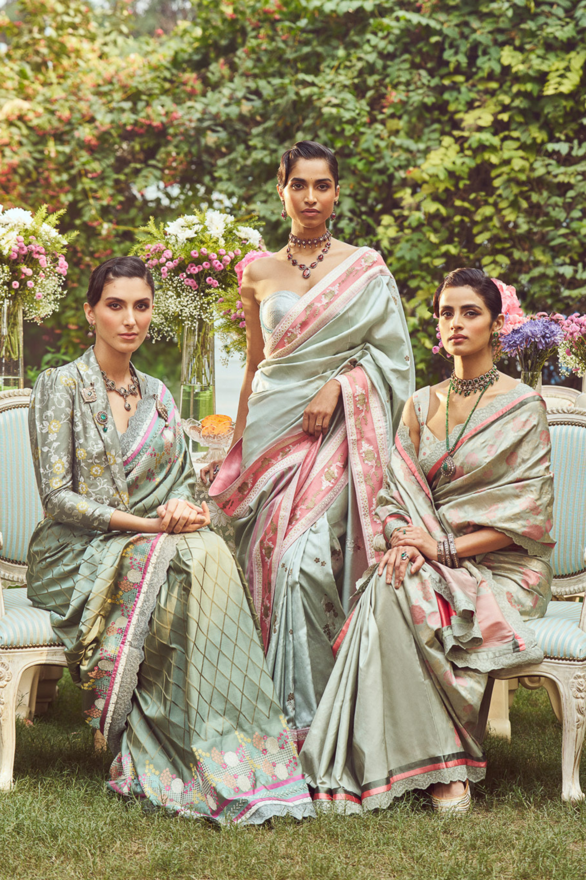 Sage Green Zari Handloom Sari