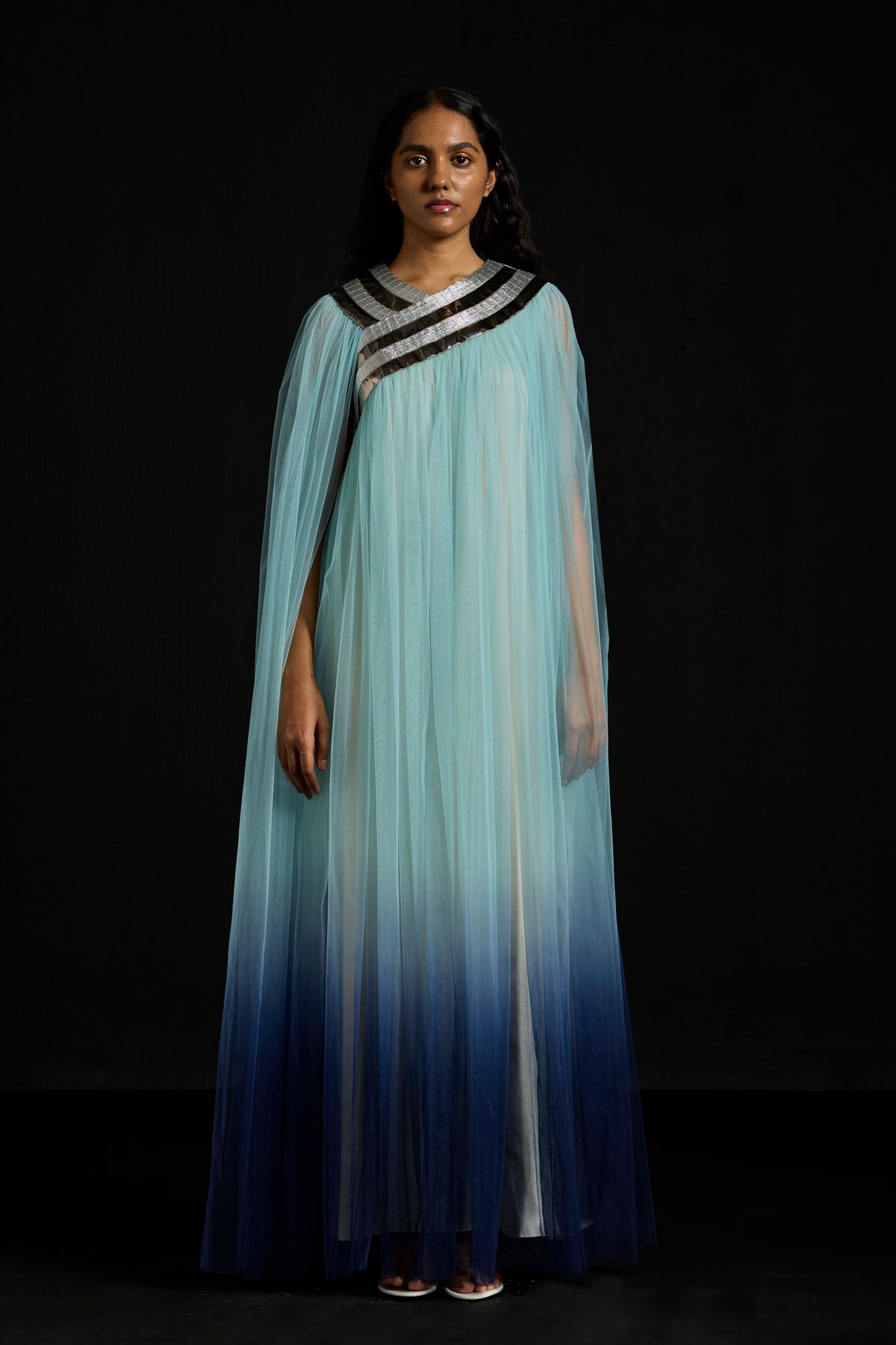 Gradient Tulle Gathered Kaftan