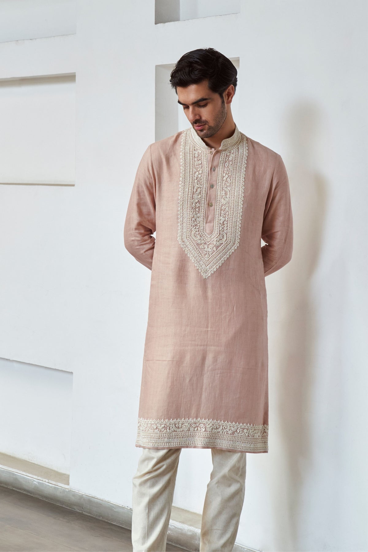 Ivory Pink Royal Nizam Kurta