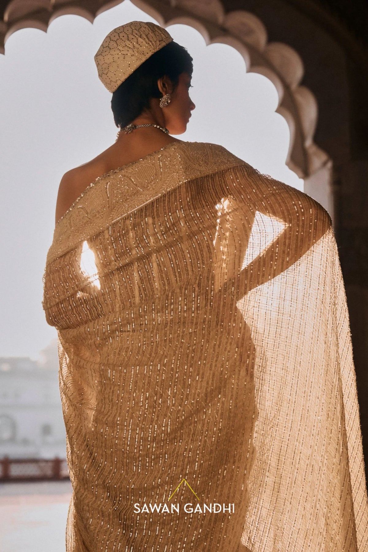 Ivory Chikankari Saree Set