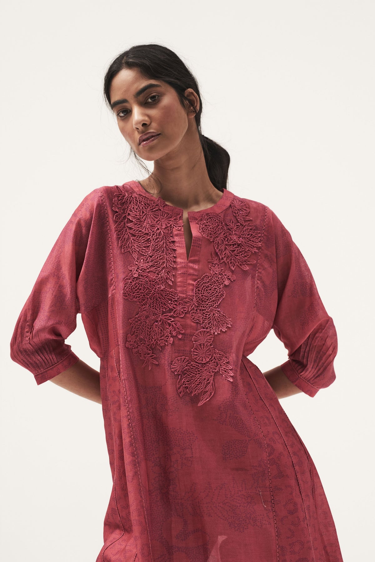 Botanical Cutwork Floral Panelled Tunic
