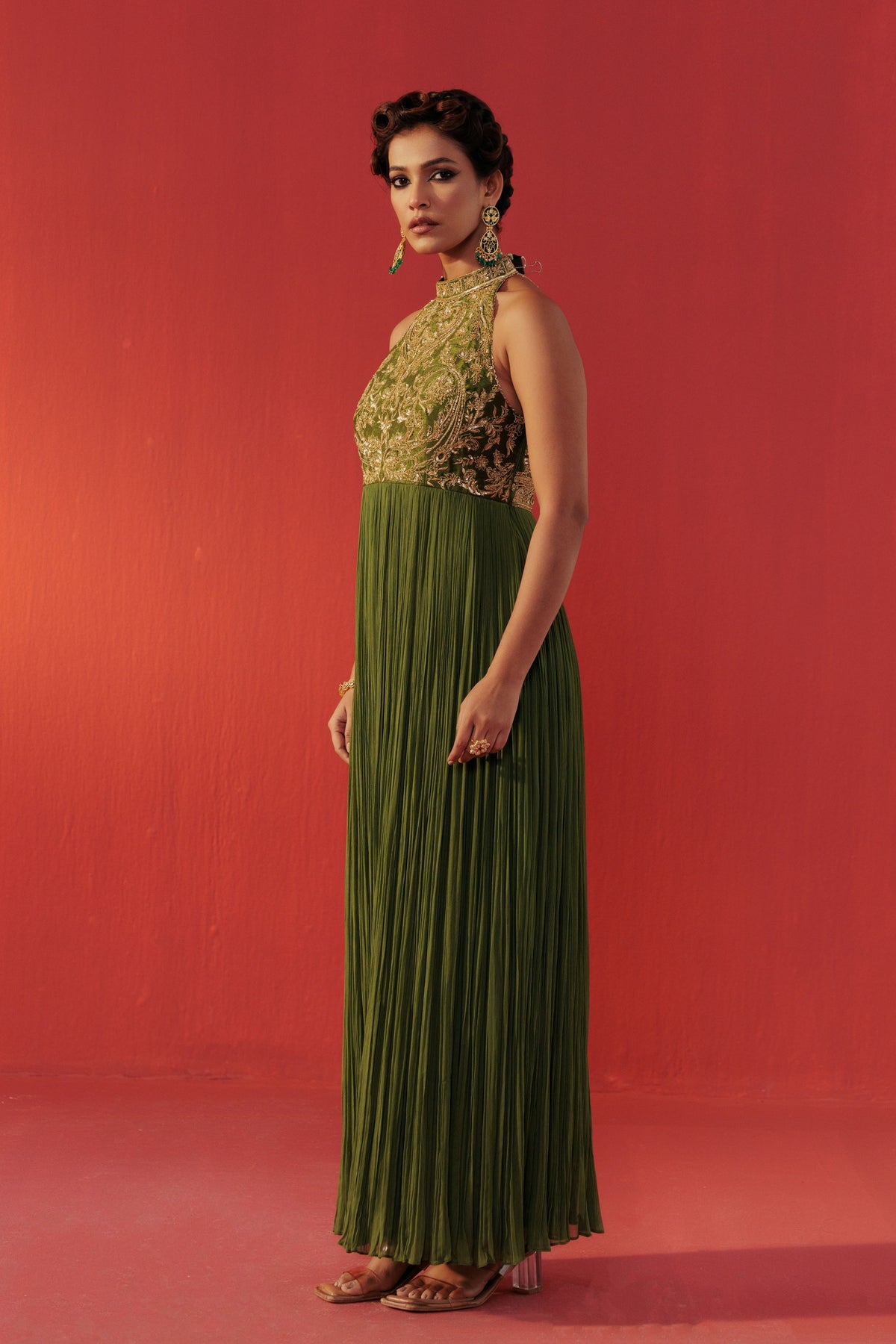 Olive Green Dolly Anarkali