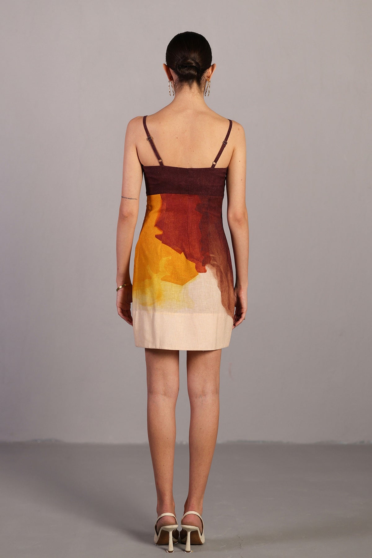 Brown and Ochre Short Dress