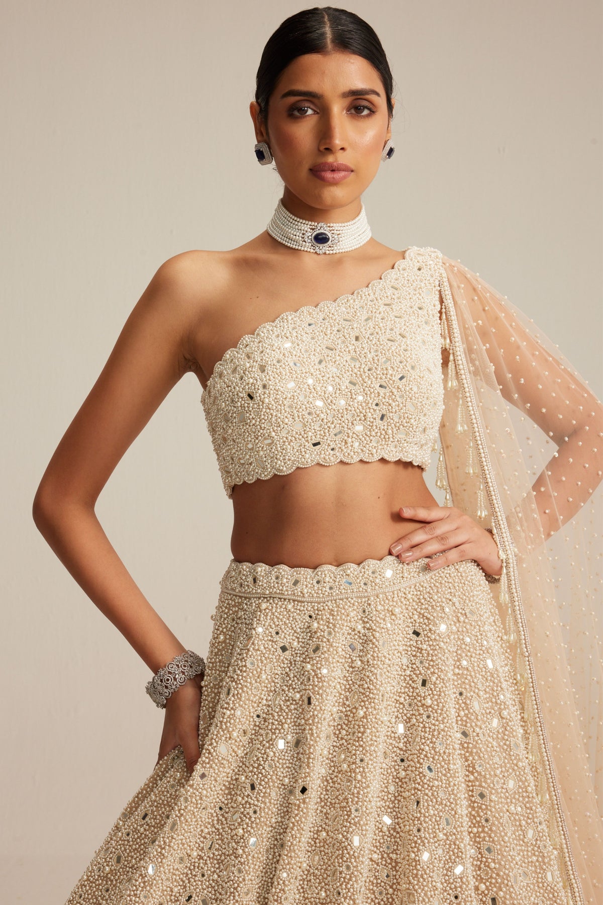 Pearl One Shoulder Lehenga Set