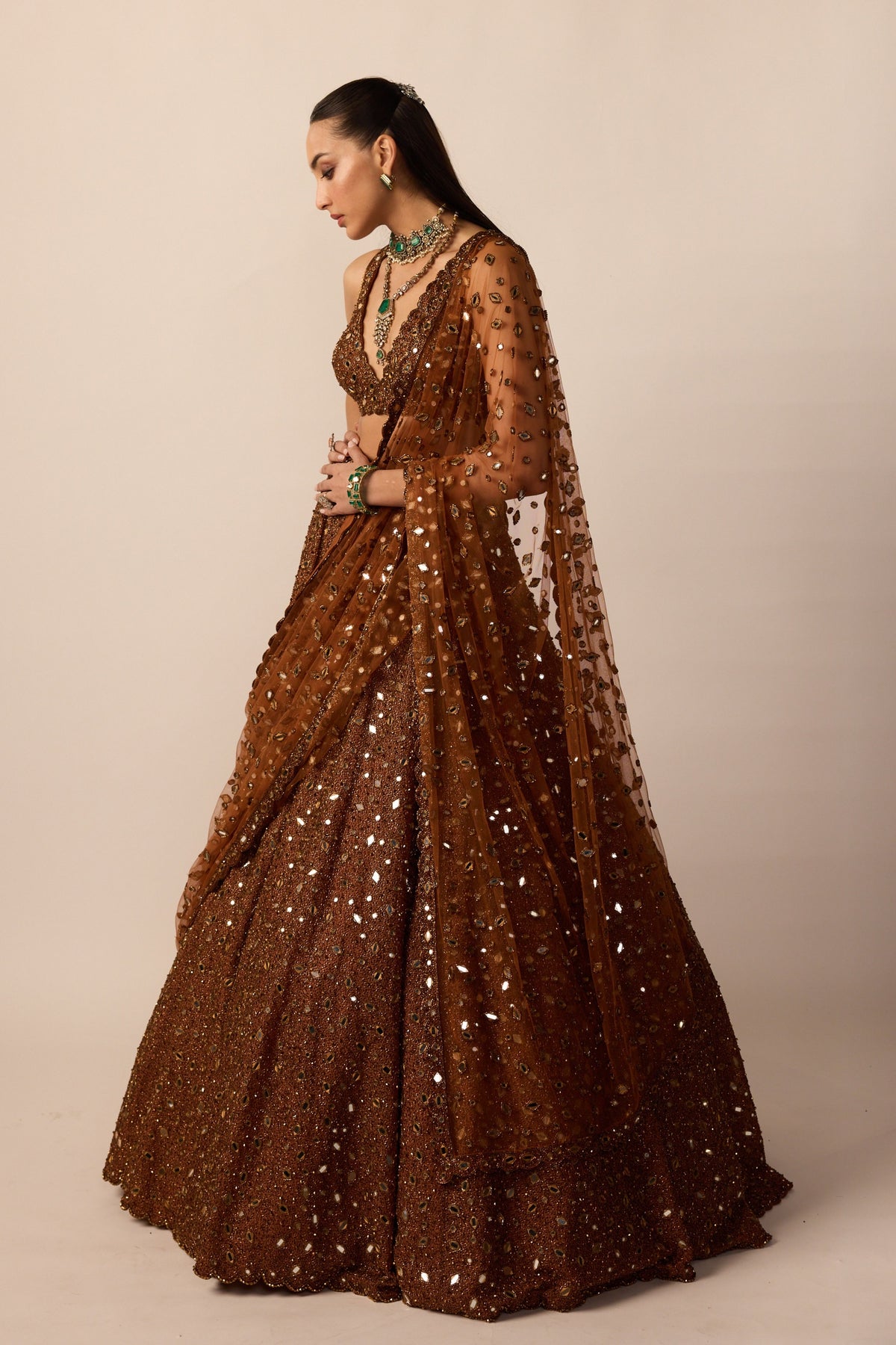 Metallic Copper Lehenga Set