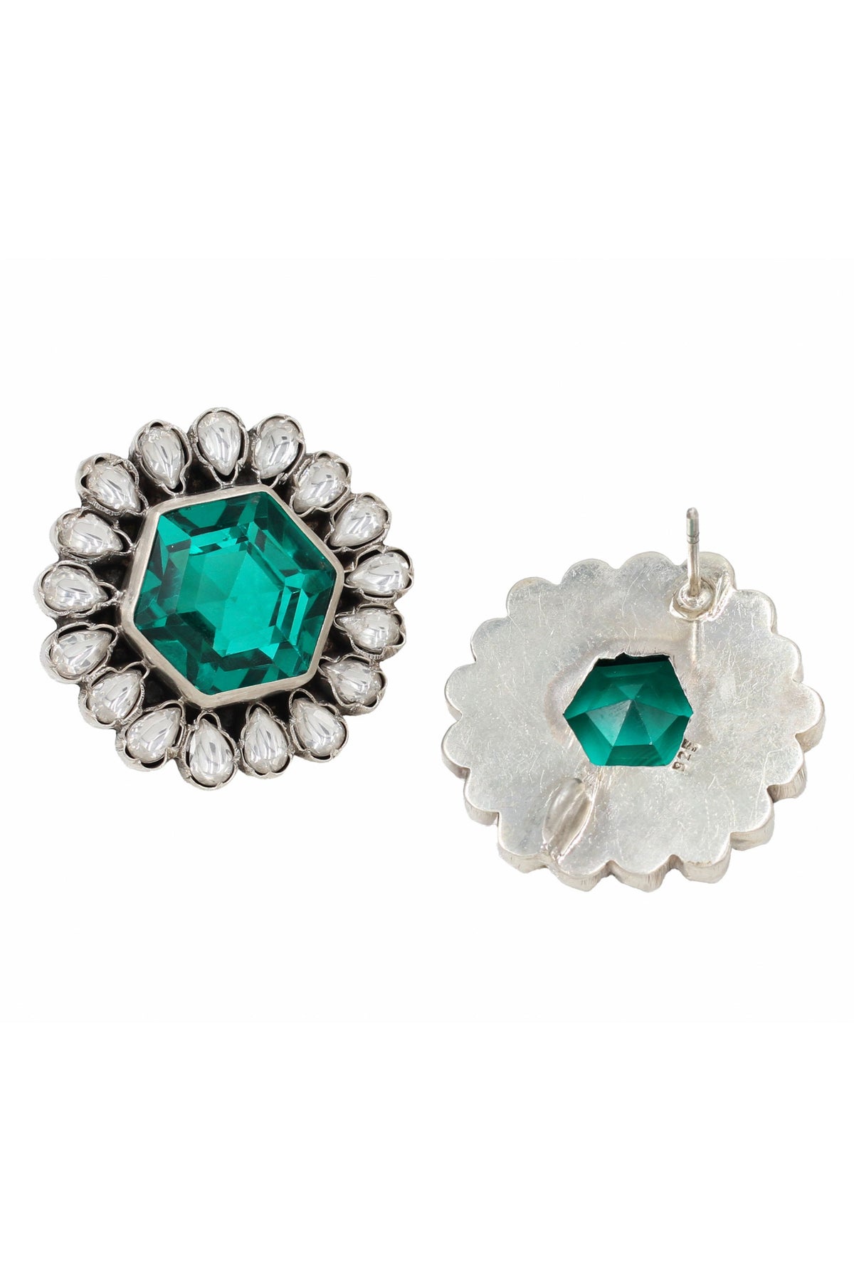 Green Earrings in Silver