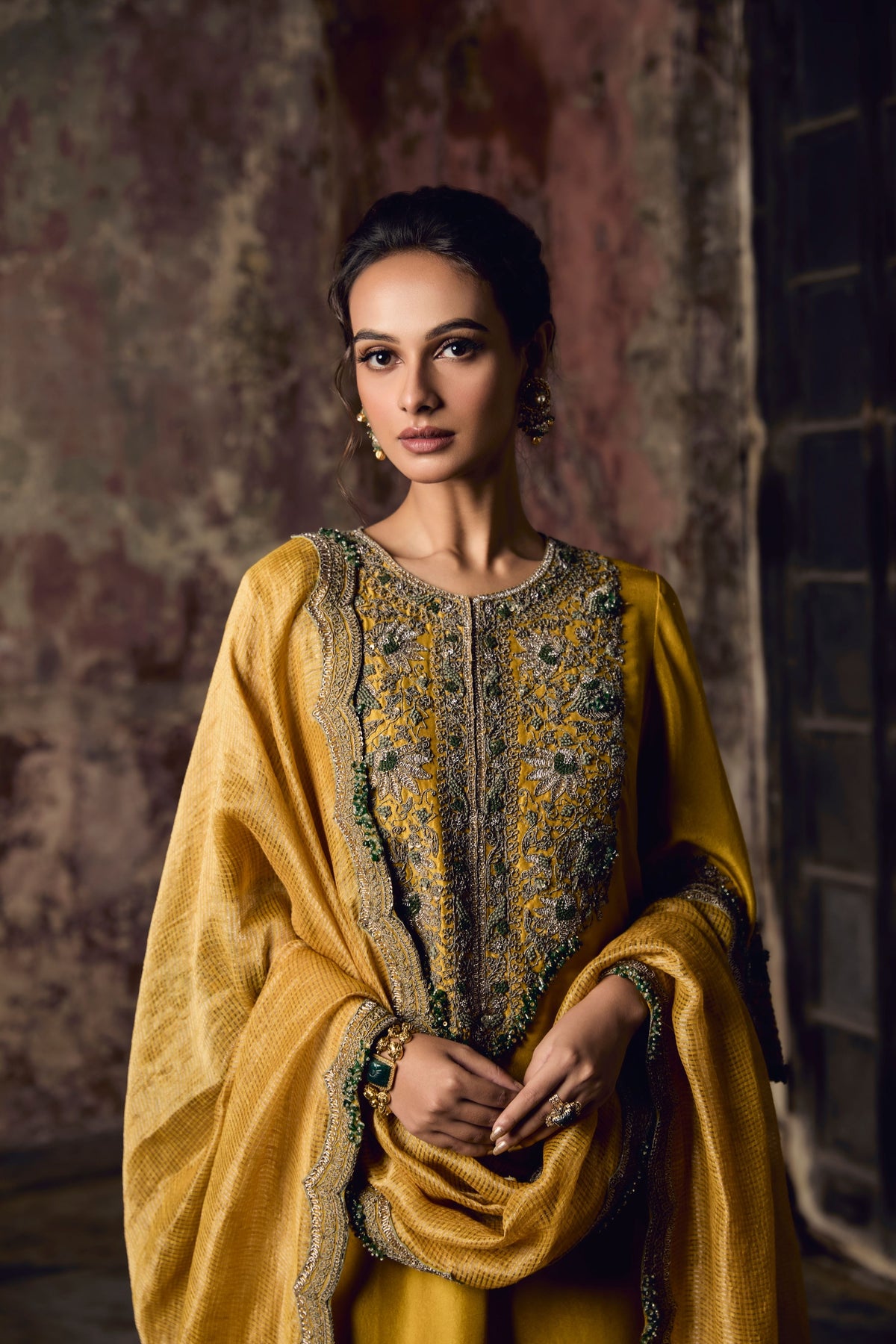 Mustard Sharara Set