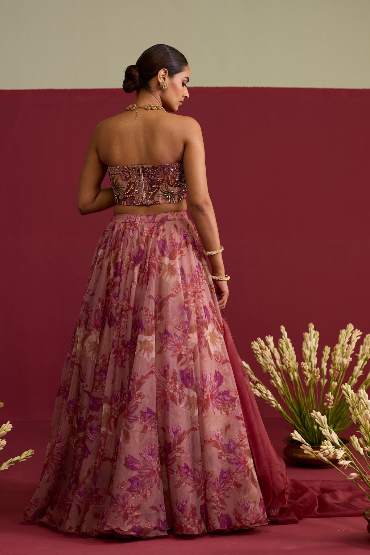 Pink Floral Lehenga Set