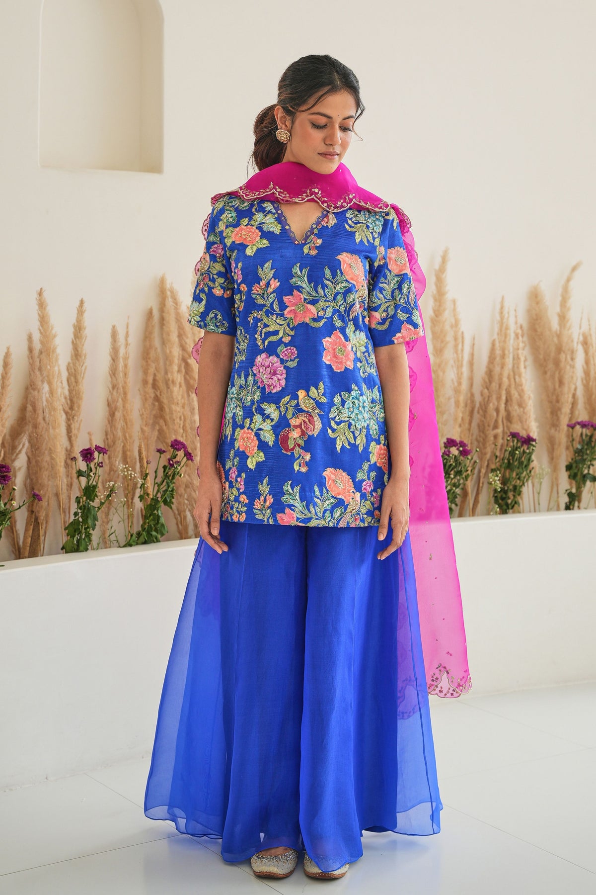 Fiza Sharara Set in Royal Blue With Dupatta
