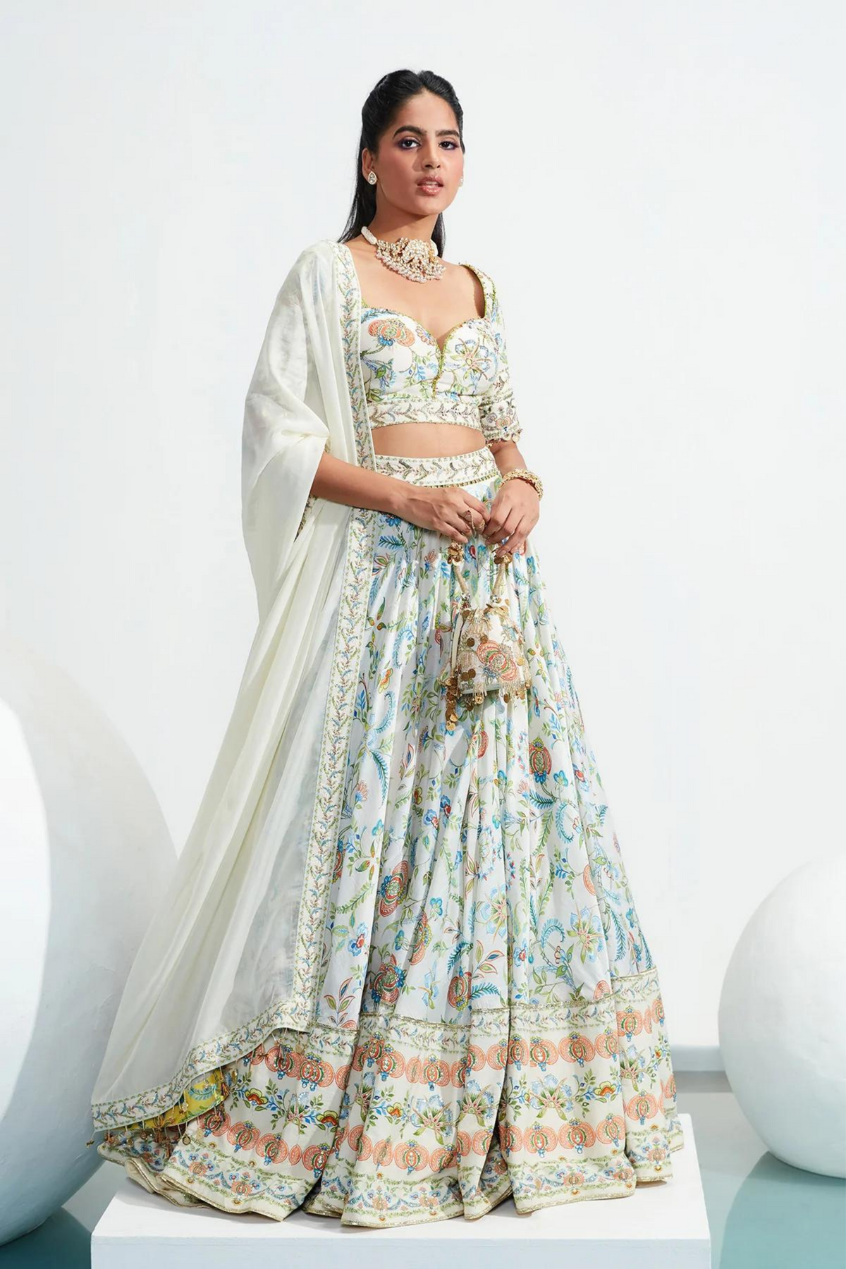 Laila Ivory Embroidered Lehenga Set