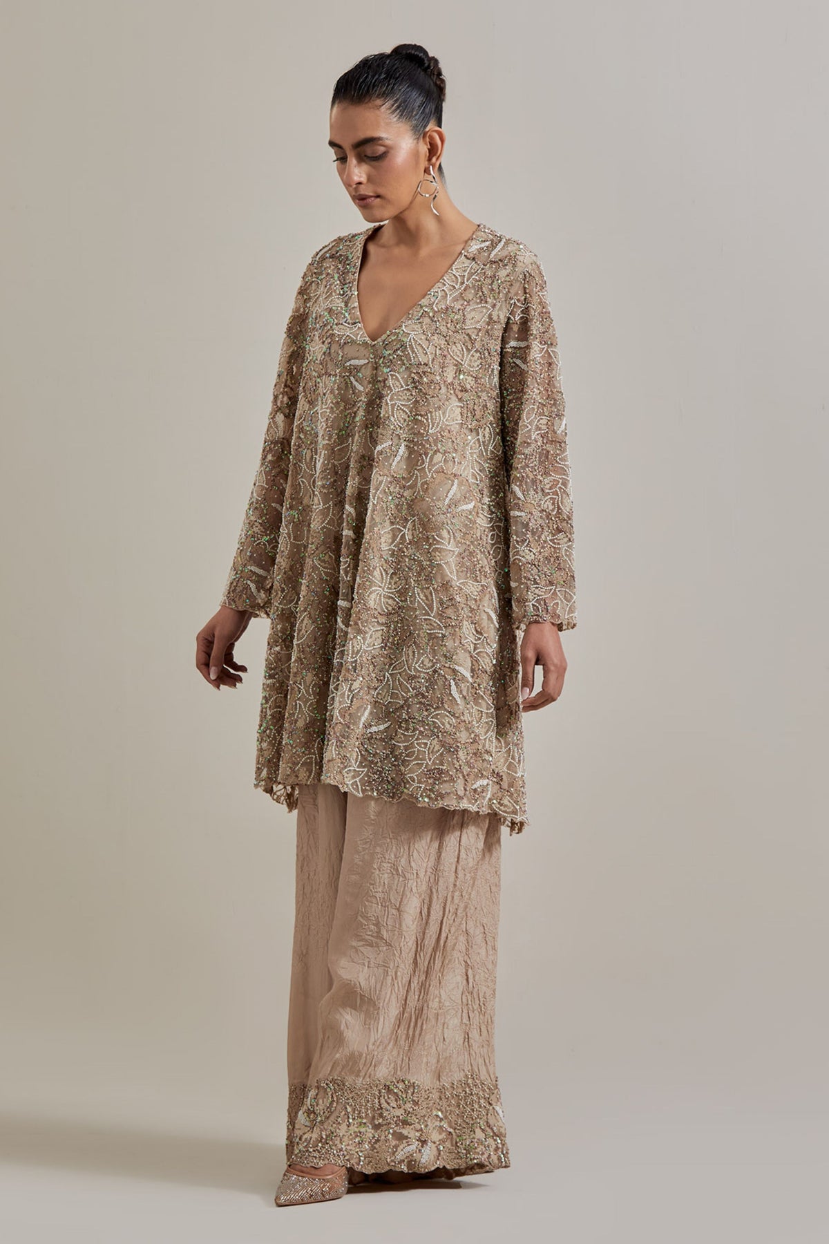 Champagne Glimmer Sharara Set