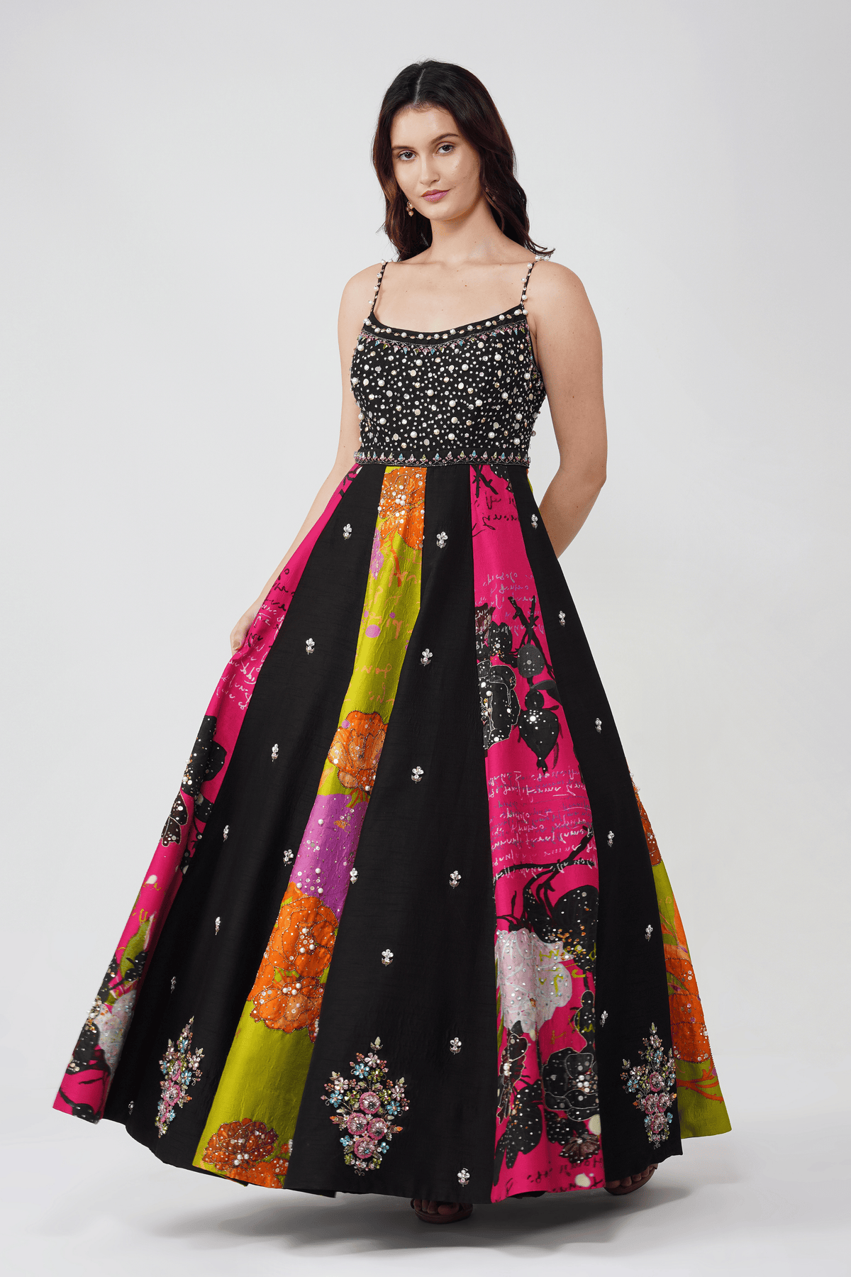 Flower and Crystal Anarkali Set