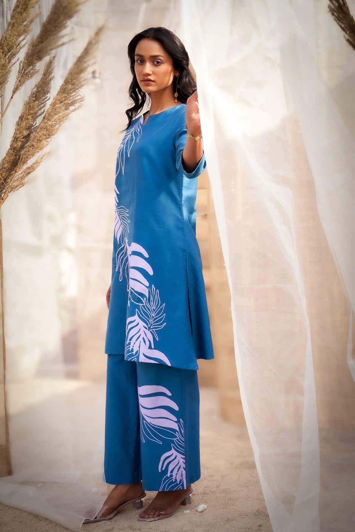 Reveria Printed Notch Tunic Set