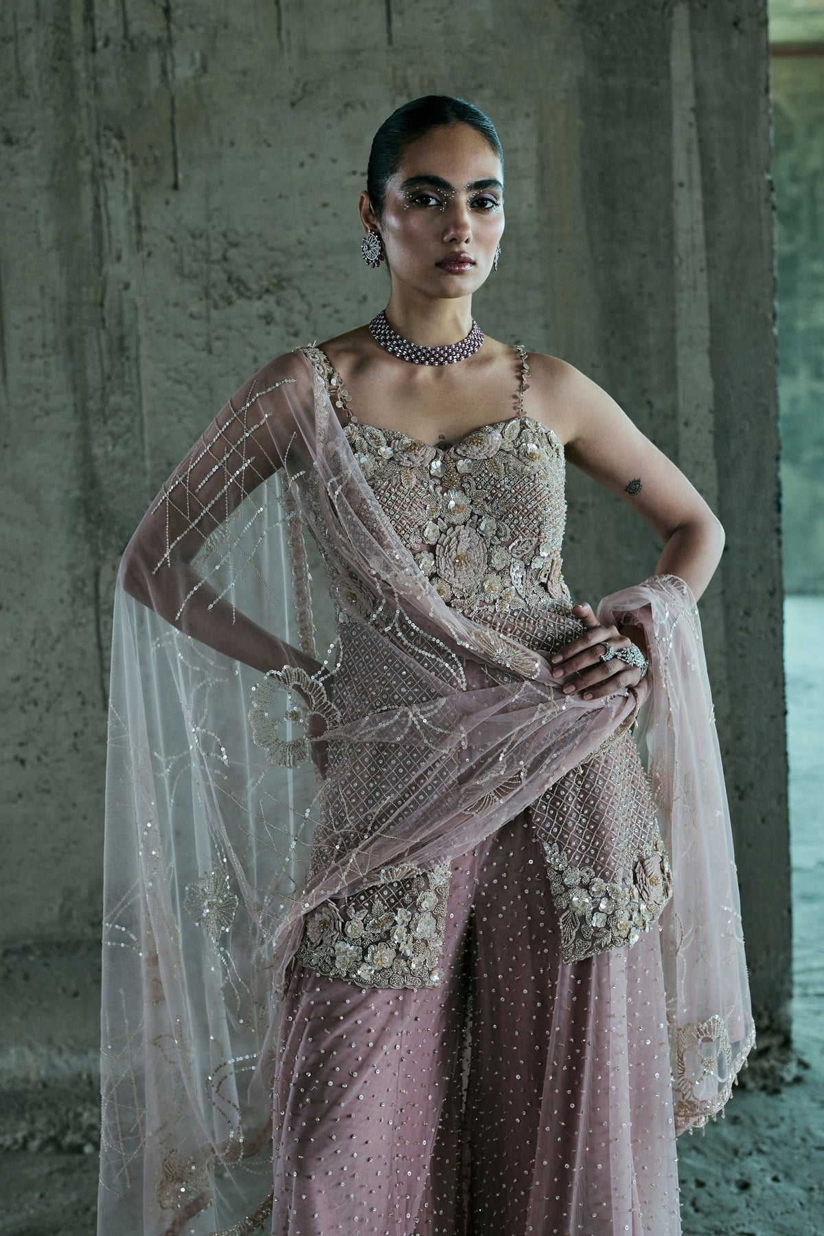 Rose Gold Occassional Sharara Set