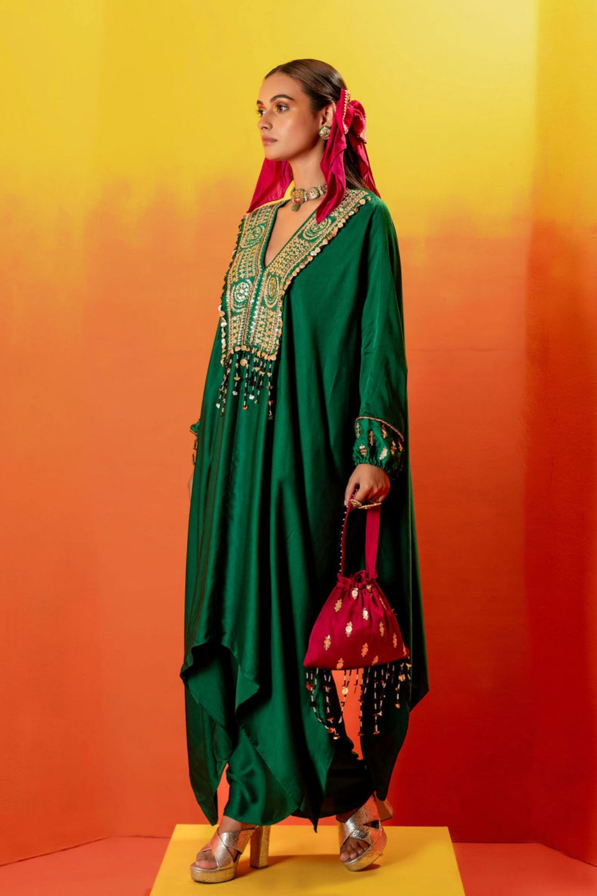 Vani Green Festive Kaftan