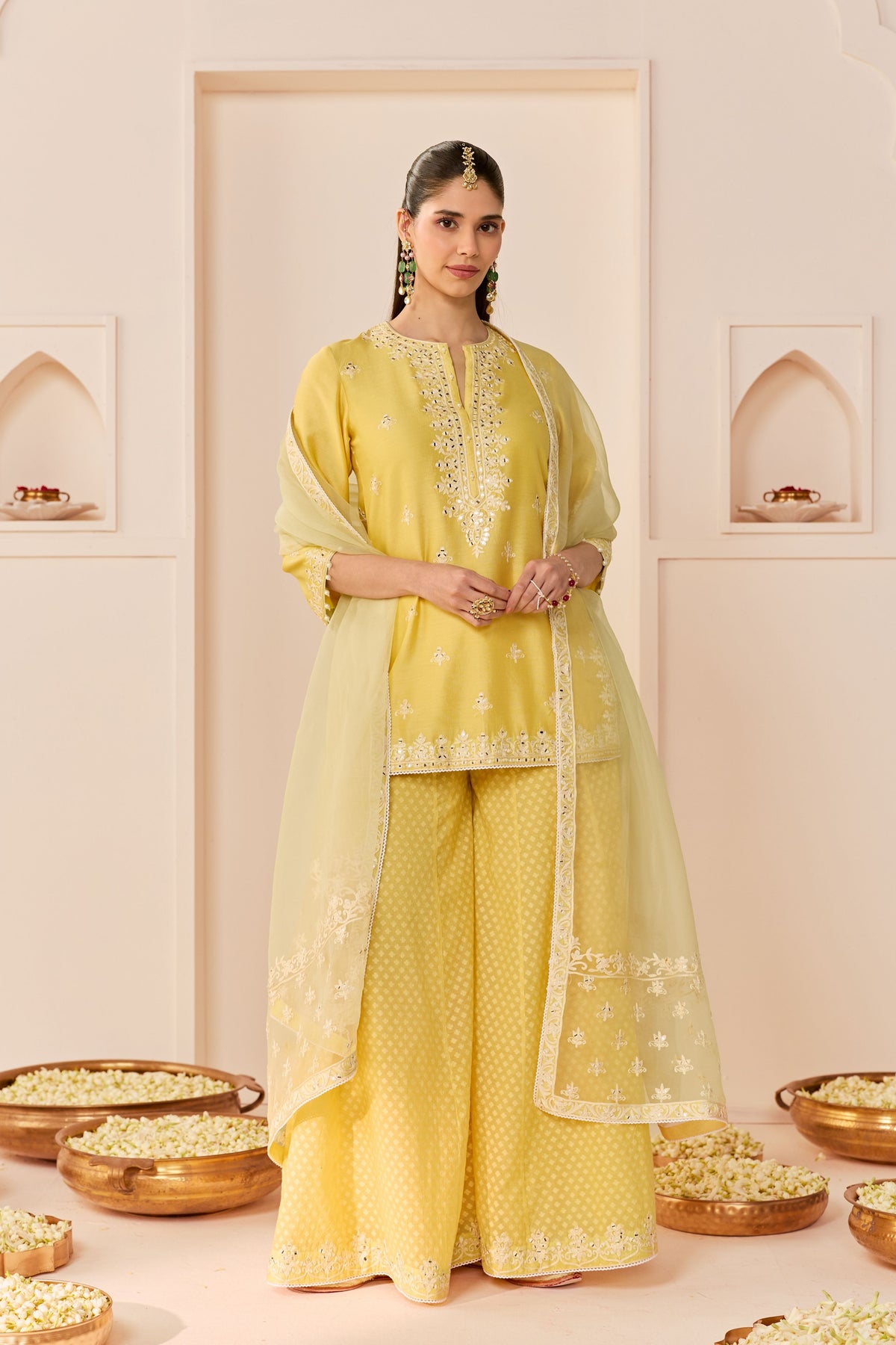 Rehma Lemon Yellow Sharara Set