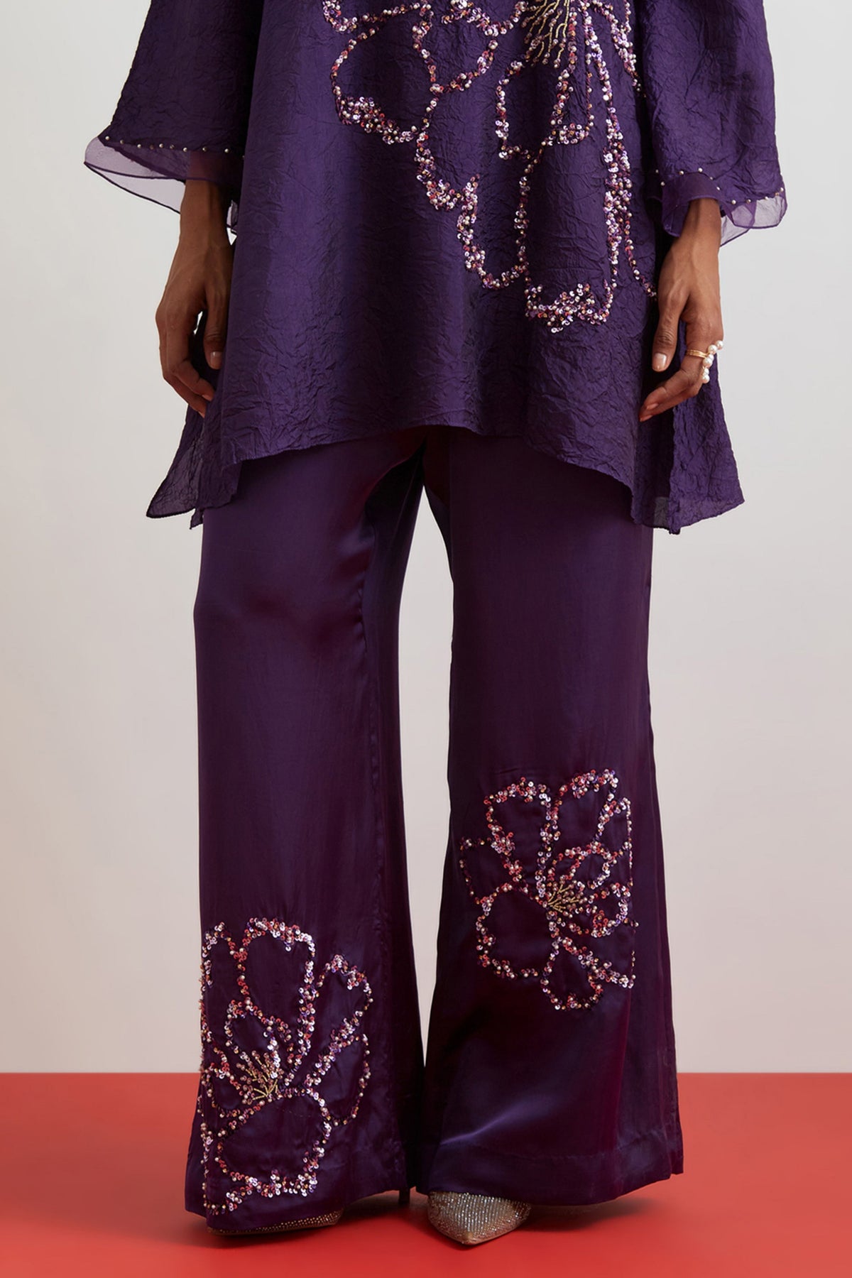 Violet Crushed Tunic Set