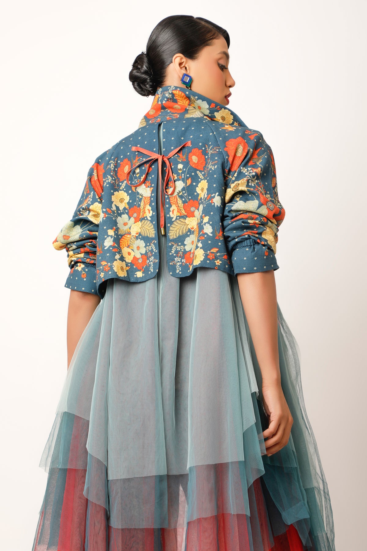 Printed Midnight Blue Trench Jacket