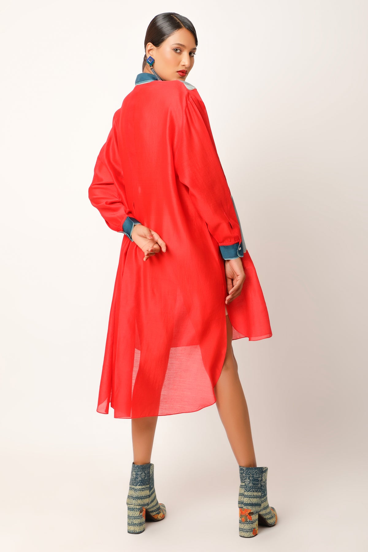 Fish Red Embroidery Co-ord Set