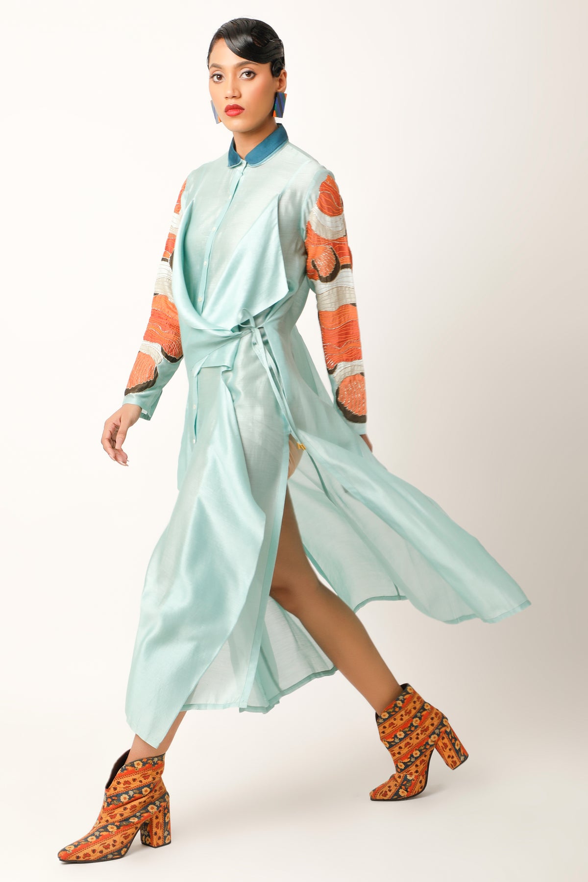 Teal Blue Draped Co-ord Set