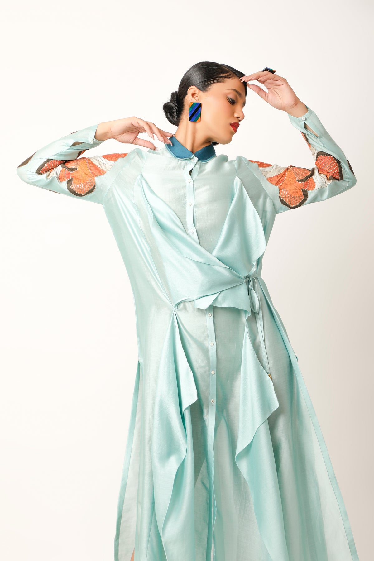 Teal Blue Draped Co-ord Set