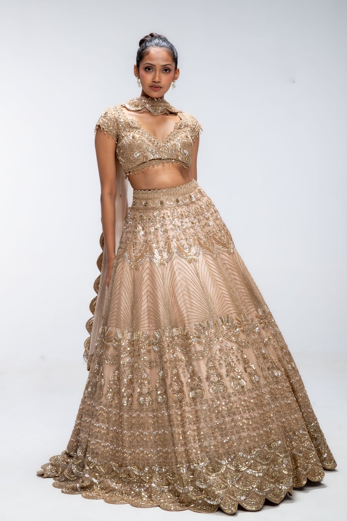 Golden Mirage Scallop Lehenga