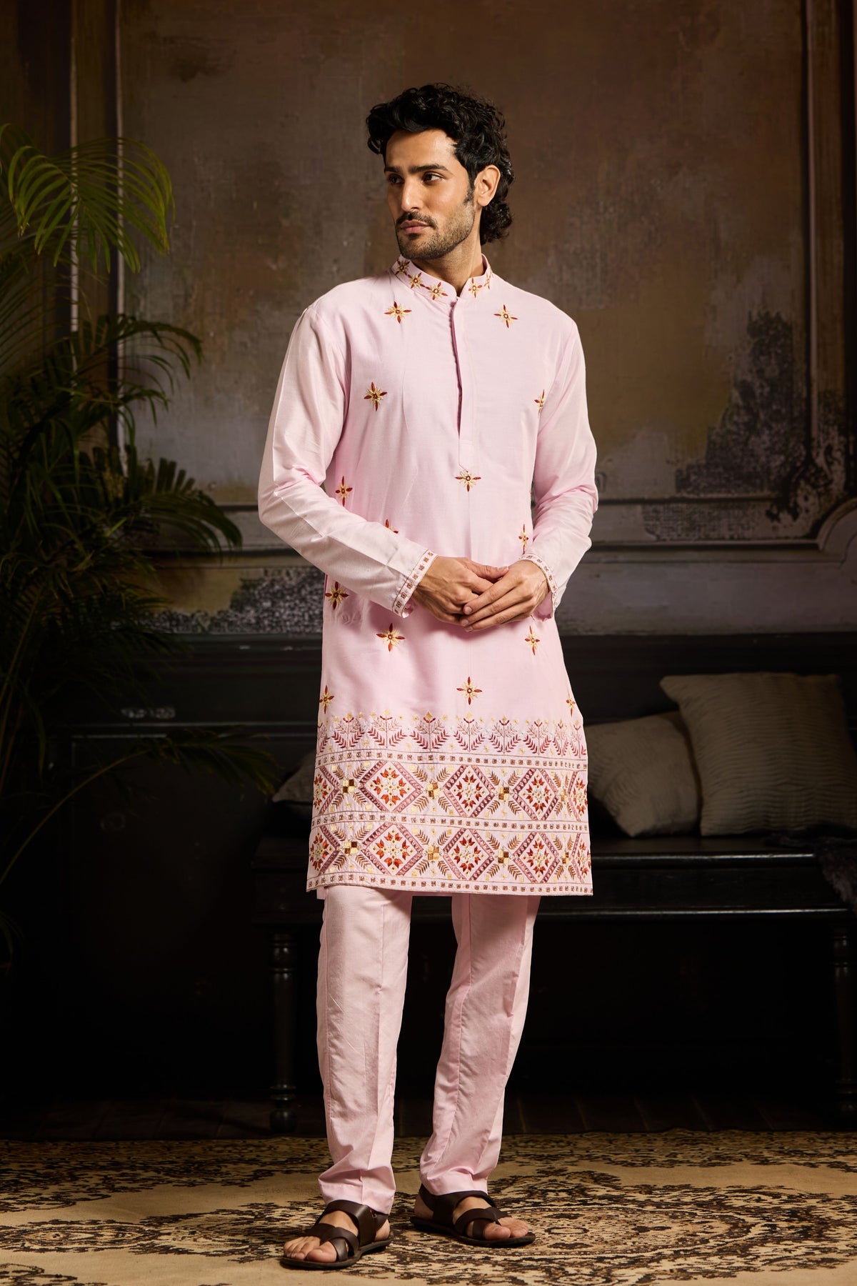 Blush Pink Trible Kurta Set