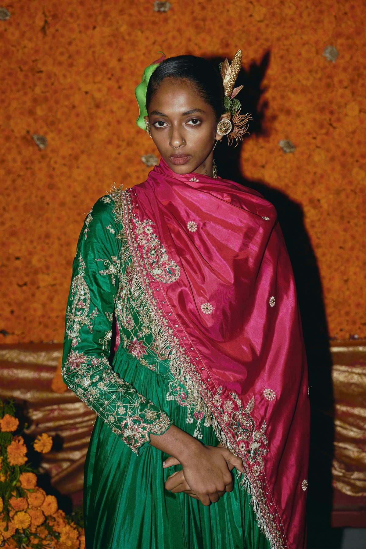 Green  Anarkali Set