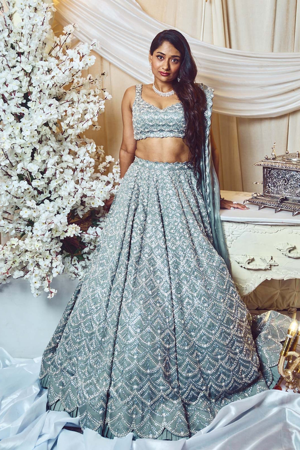 Smoke Gray Echo Lehenga Set