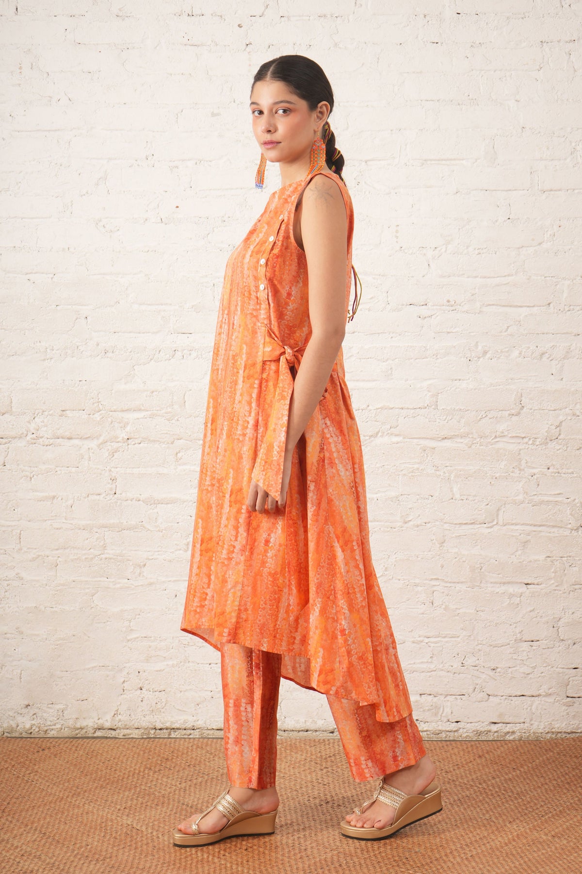 Peach Tie-up Tunic Set