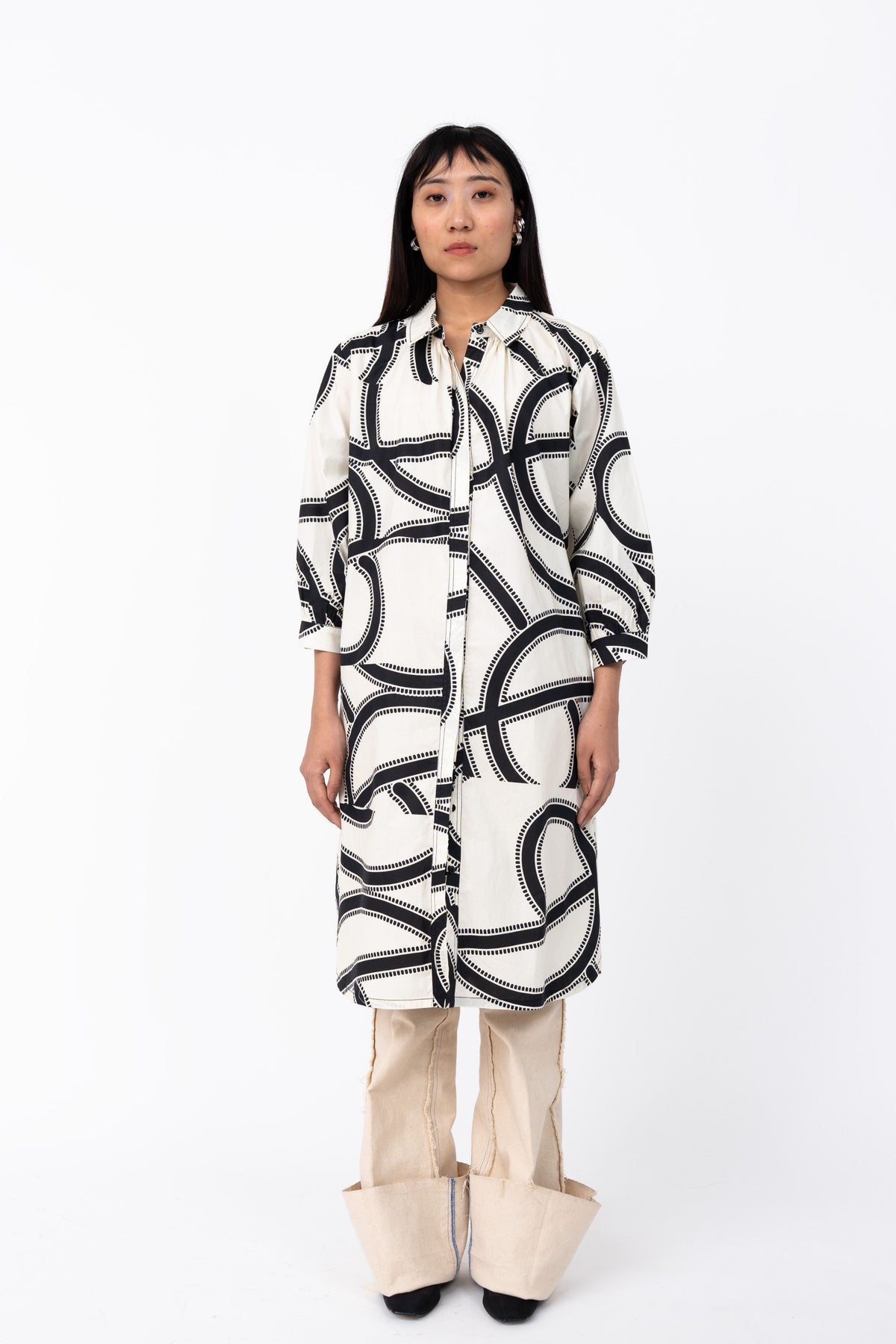 Swrill Print Fence Shirt Dress