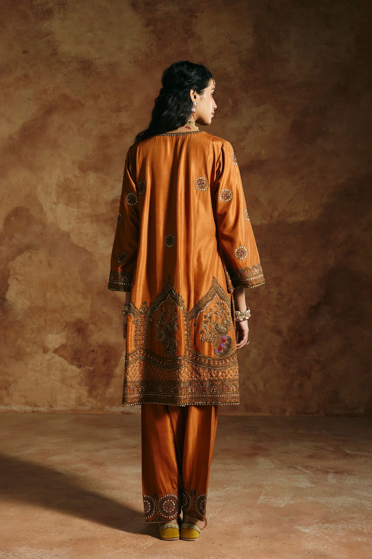 Rust Sindh Zardozi Kurta Set