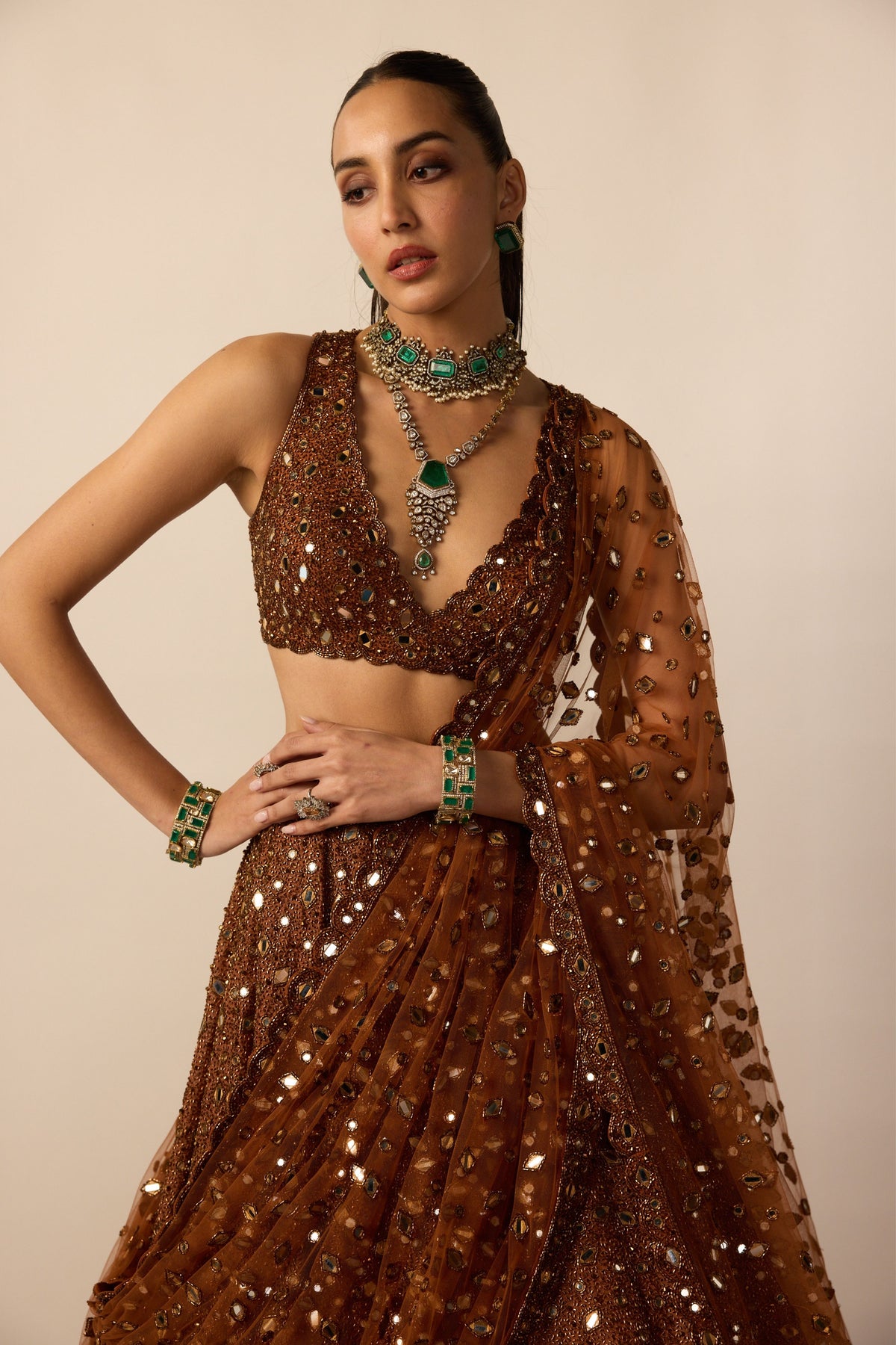 Metallic Copper Lehenga Set