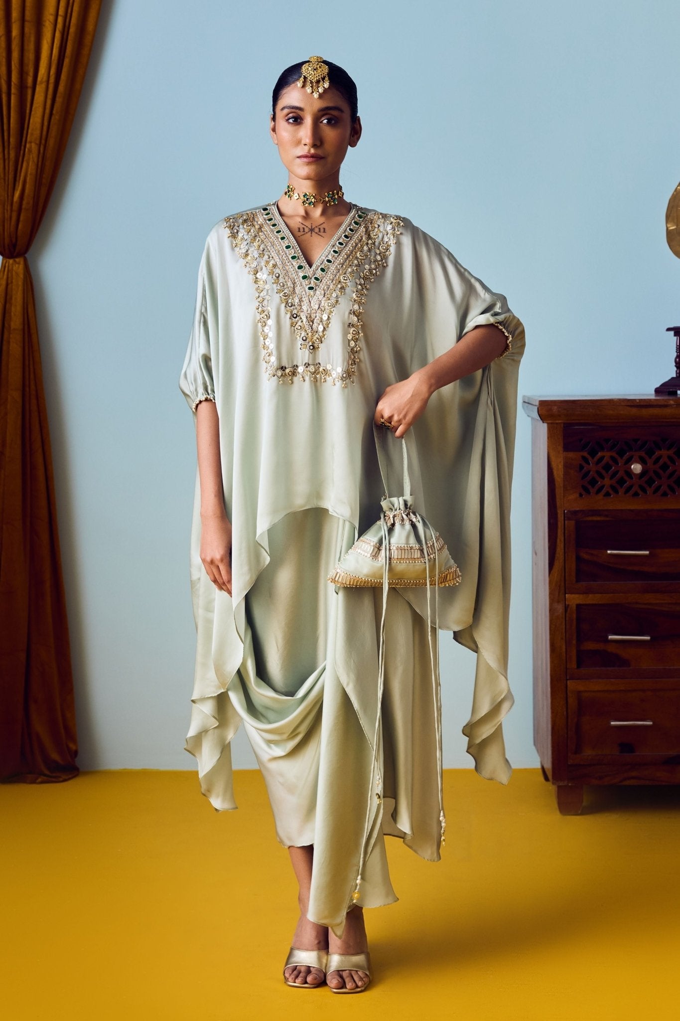 Maia Sage Green Tunic Set - Prahnaaya - Elahe