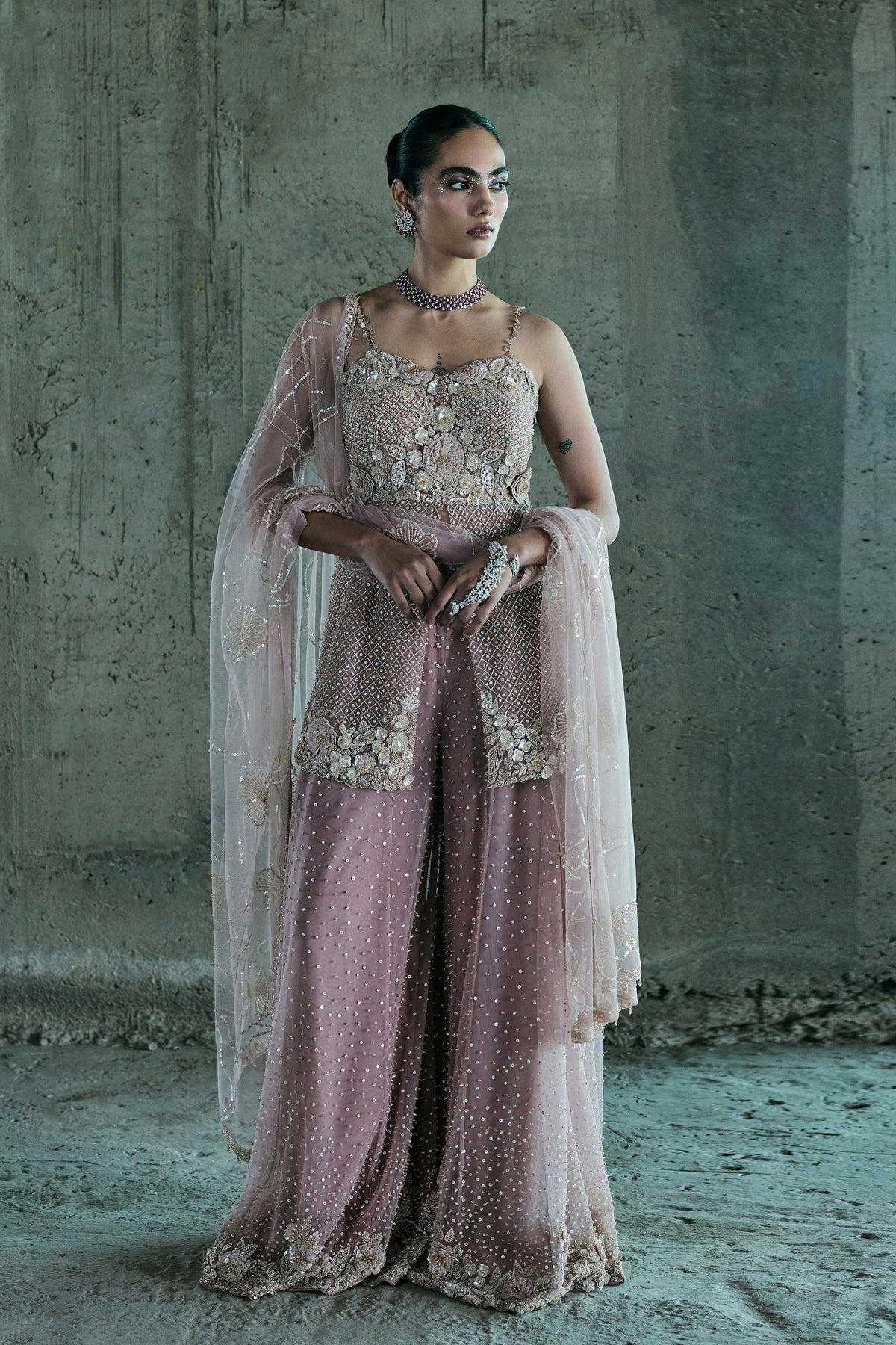 Rose Gold Occassional Sharara Set