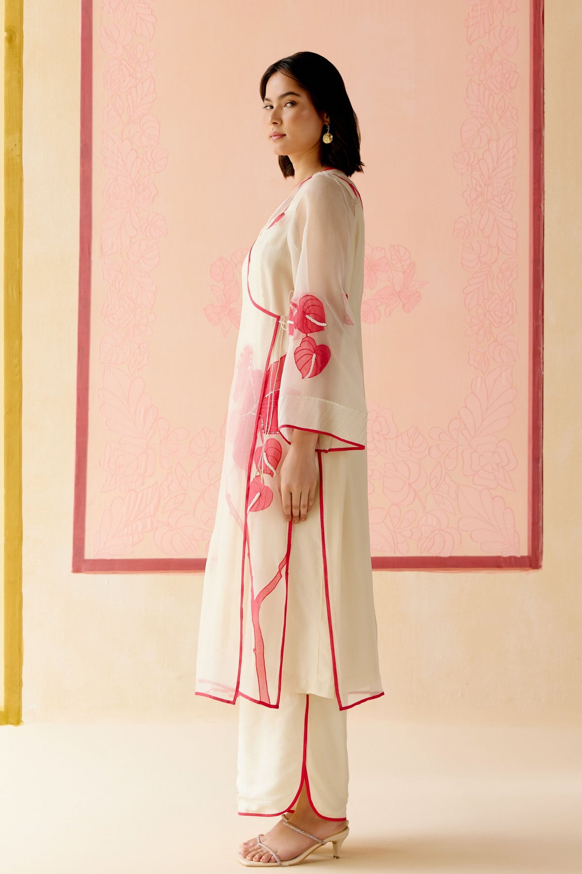 Ivory Silk Organza Kurta Set