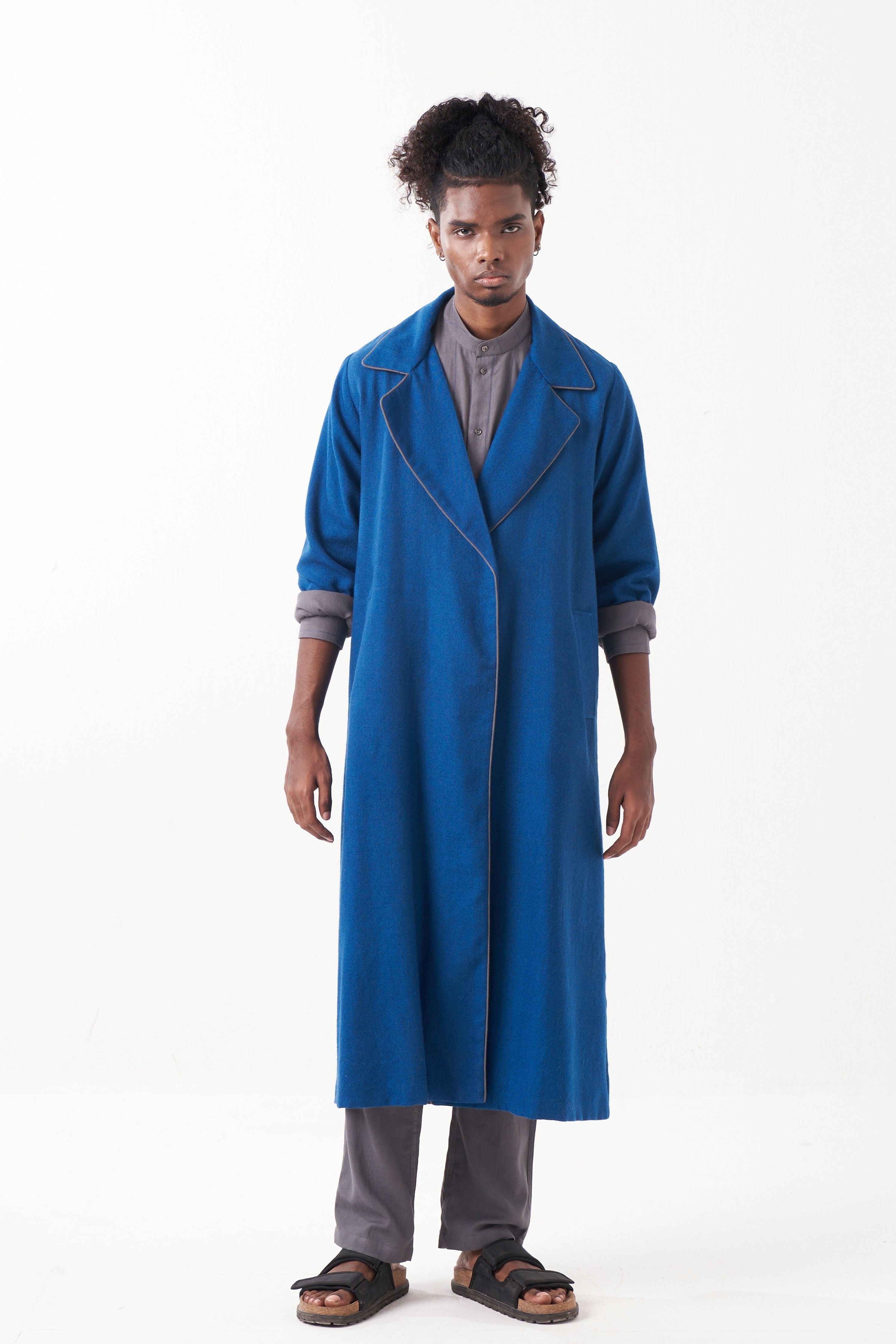 Three Menswear - Notch Collar Jacket Set With Scarf - Elahe