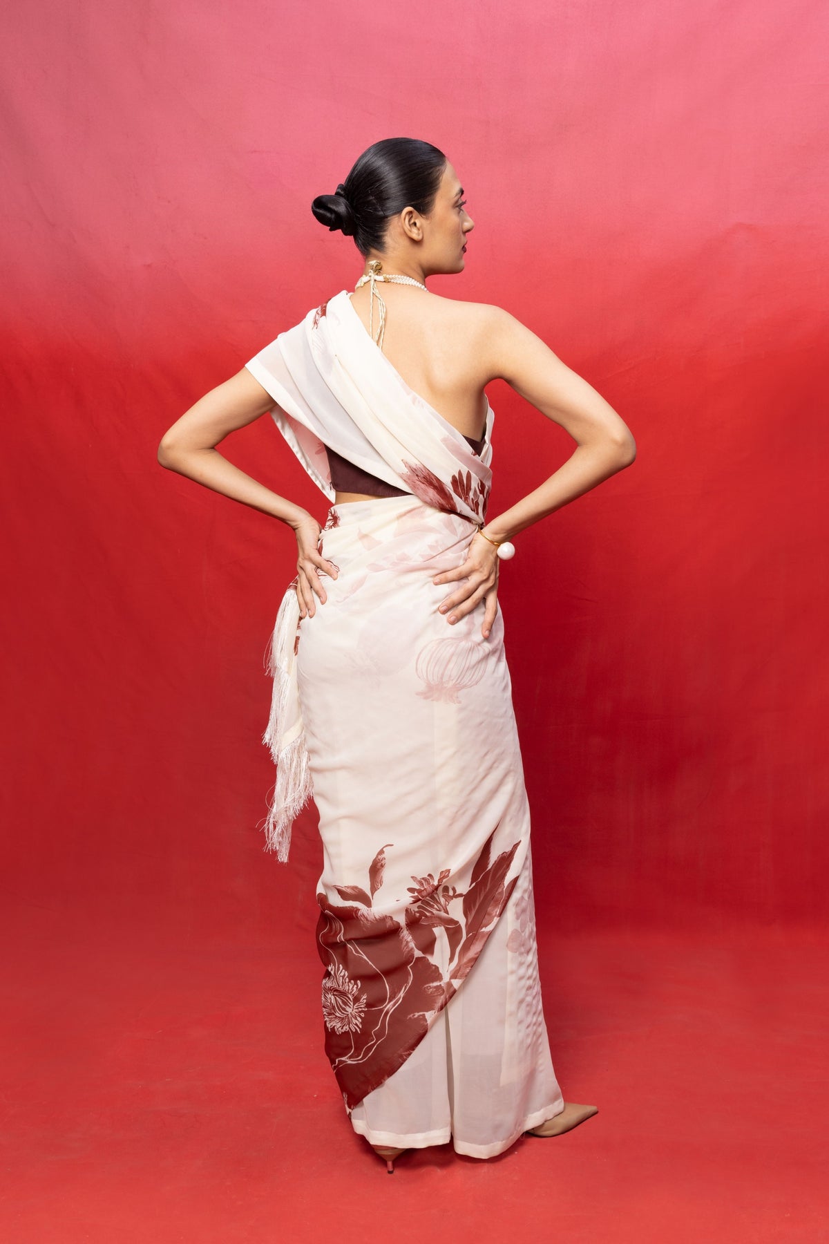 Handwoven Ivory Georgette Saree