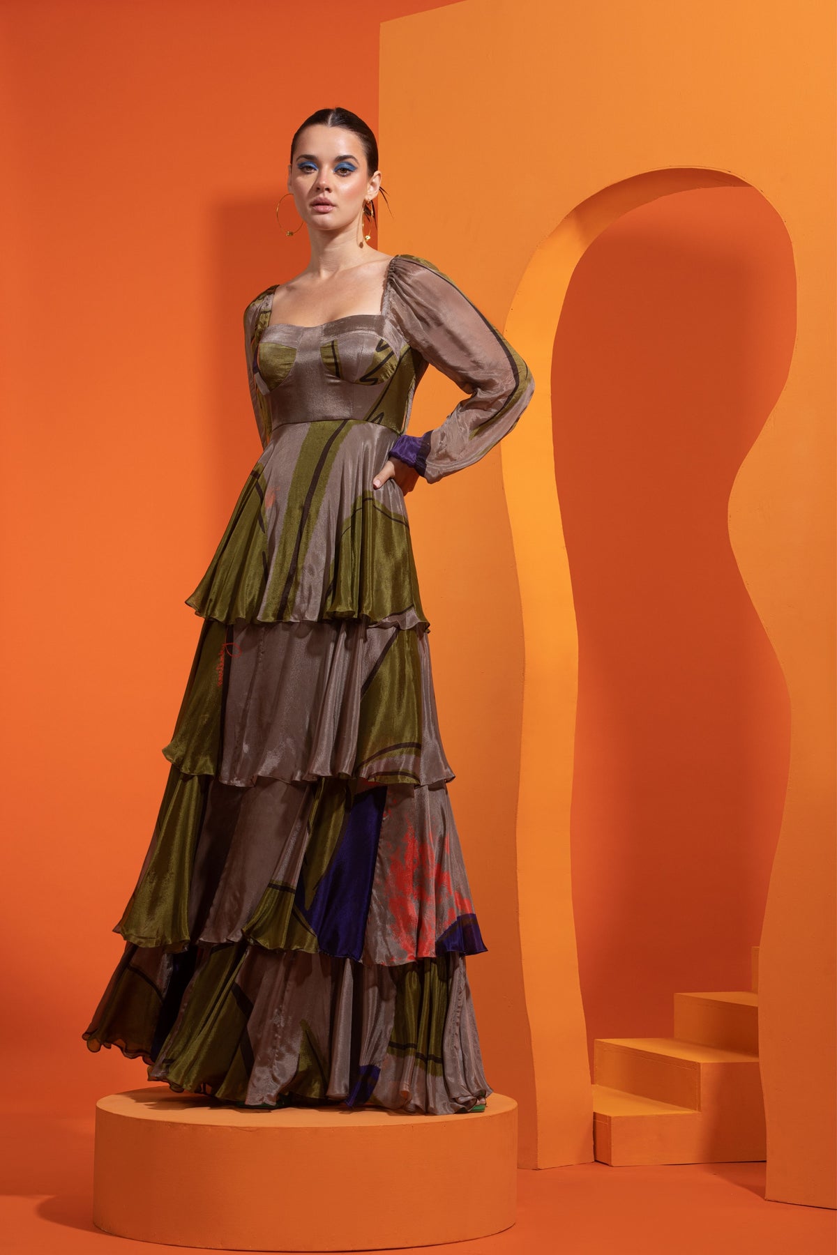 Artistic Printed Chiffn Dress