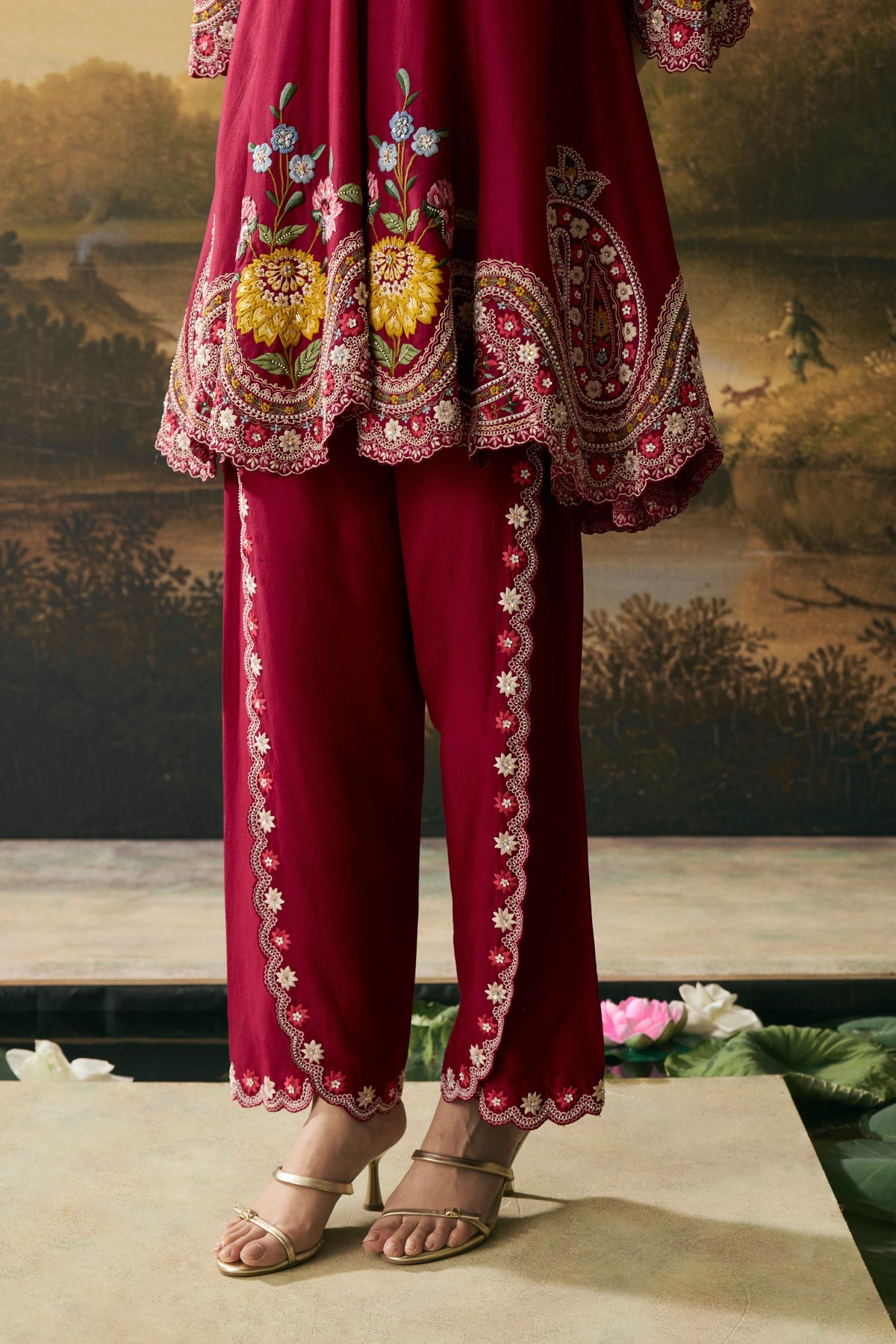 Red Chanderi Kurta Set